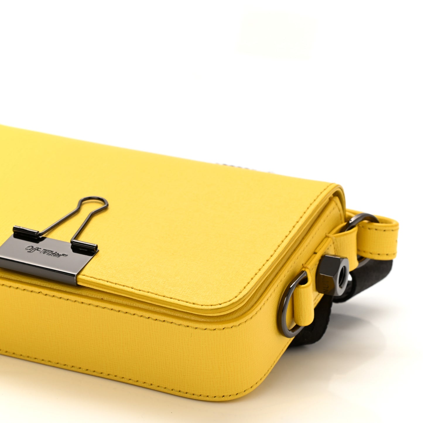 Calfskin Mini Binder Clip Bag Yellow