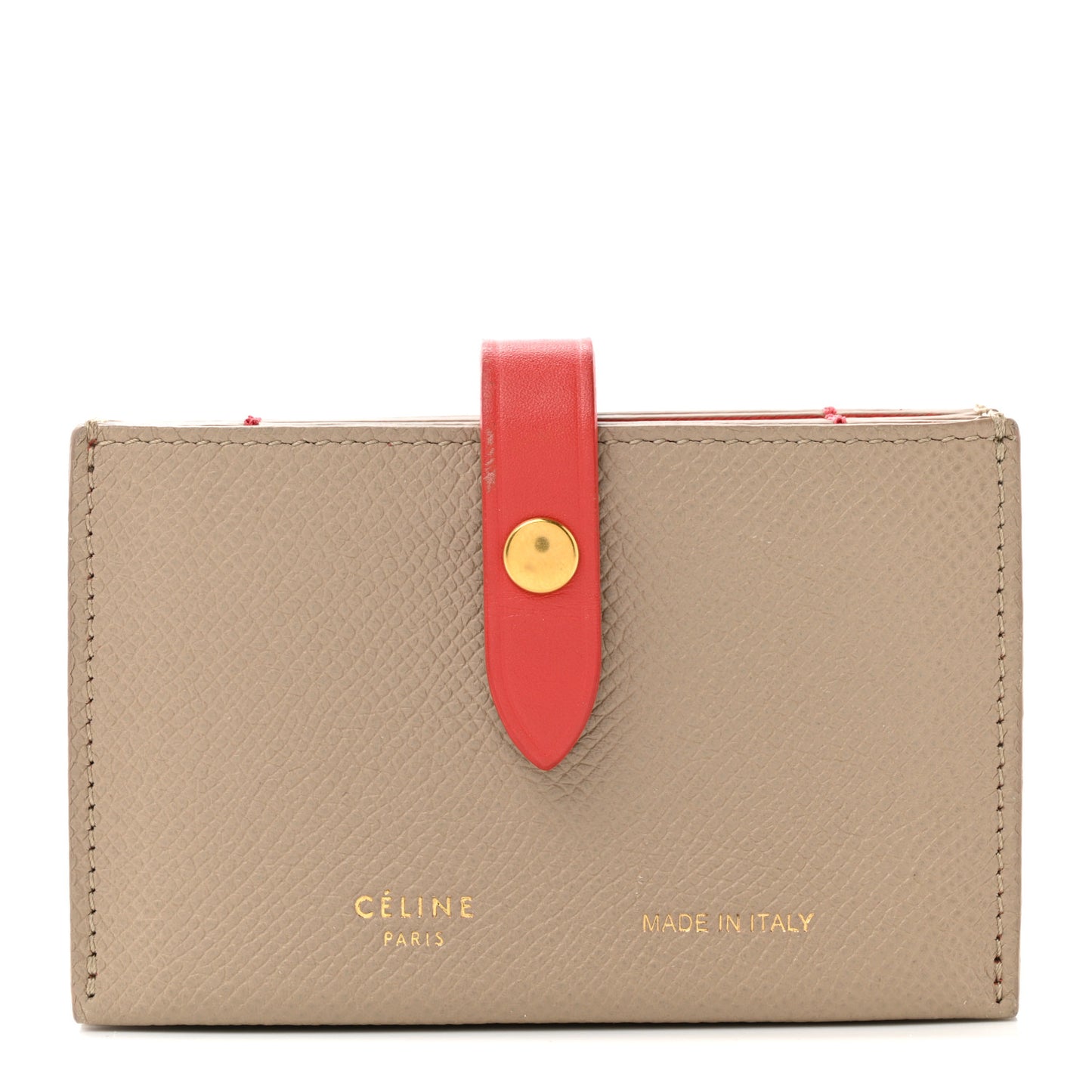 Grained Shiny Calfskin Accordion Card Holder Light Taupe