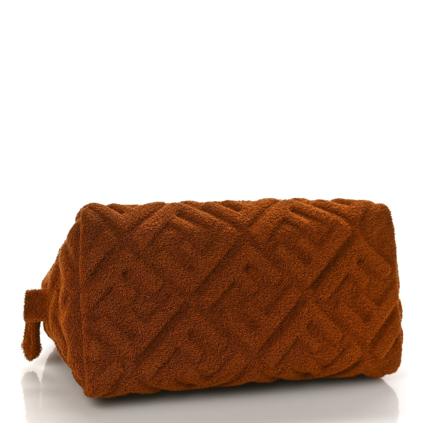 Terry Cloth Vitello Century Matte FF 1974 Embossed Medium Trapezoid Beauty Pouch Caramel