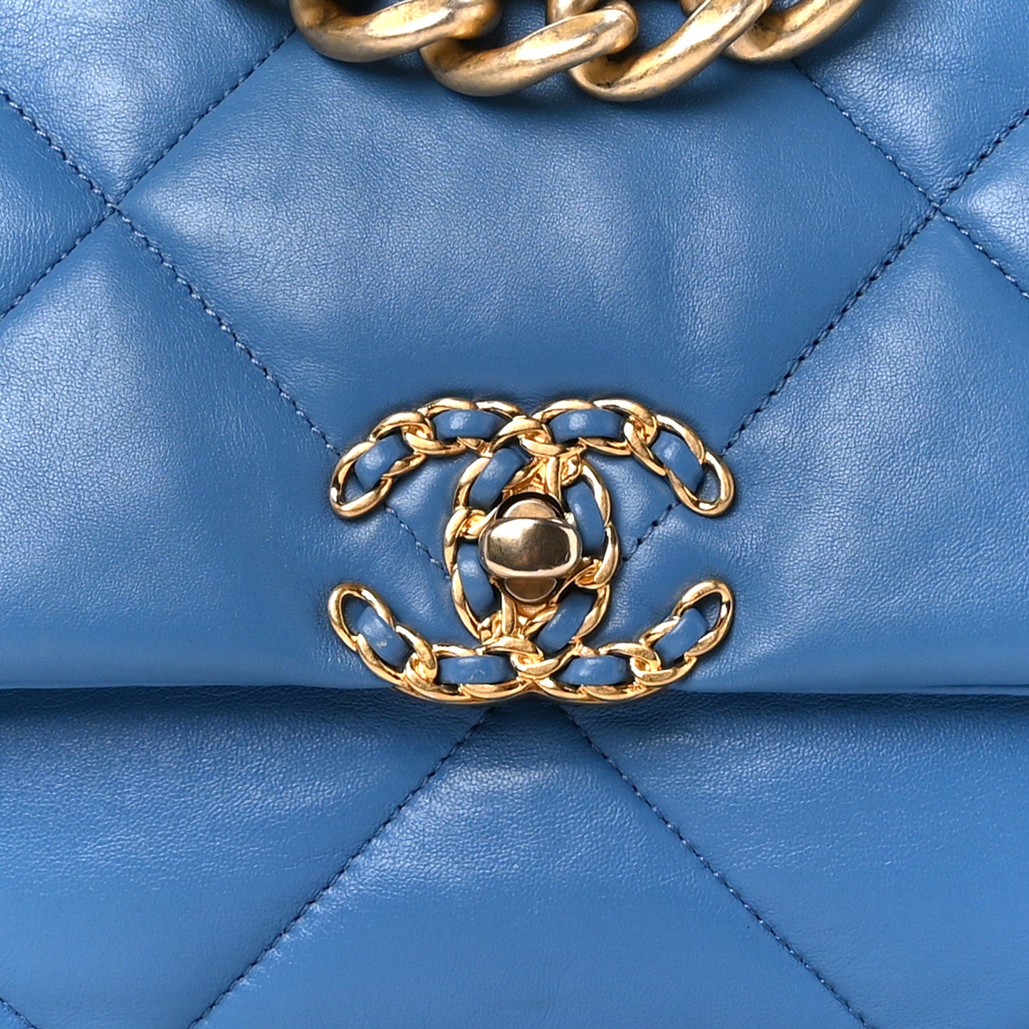 Lambskin Quilted Large Chanel 19 Flap Blue