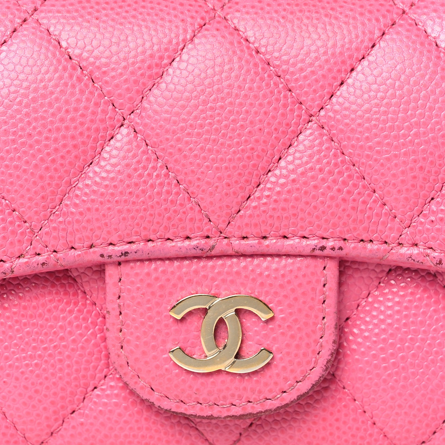 Chanel Caviar Quilted Flap Card Holder Wallet Pink 9 of 15