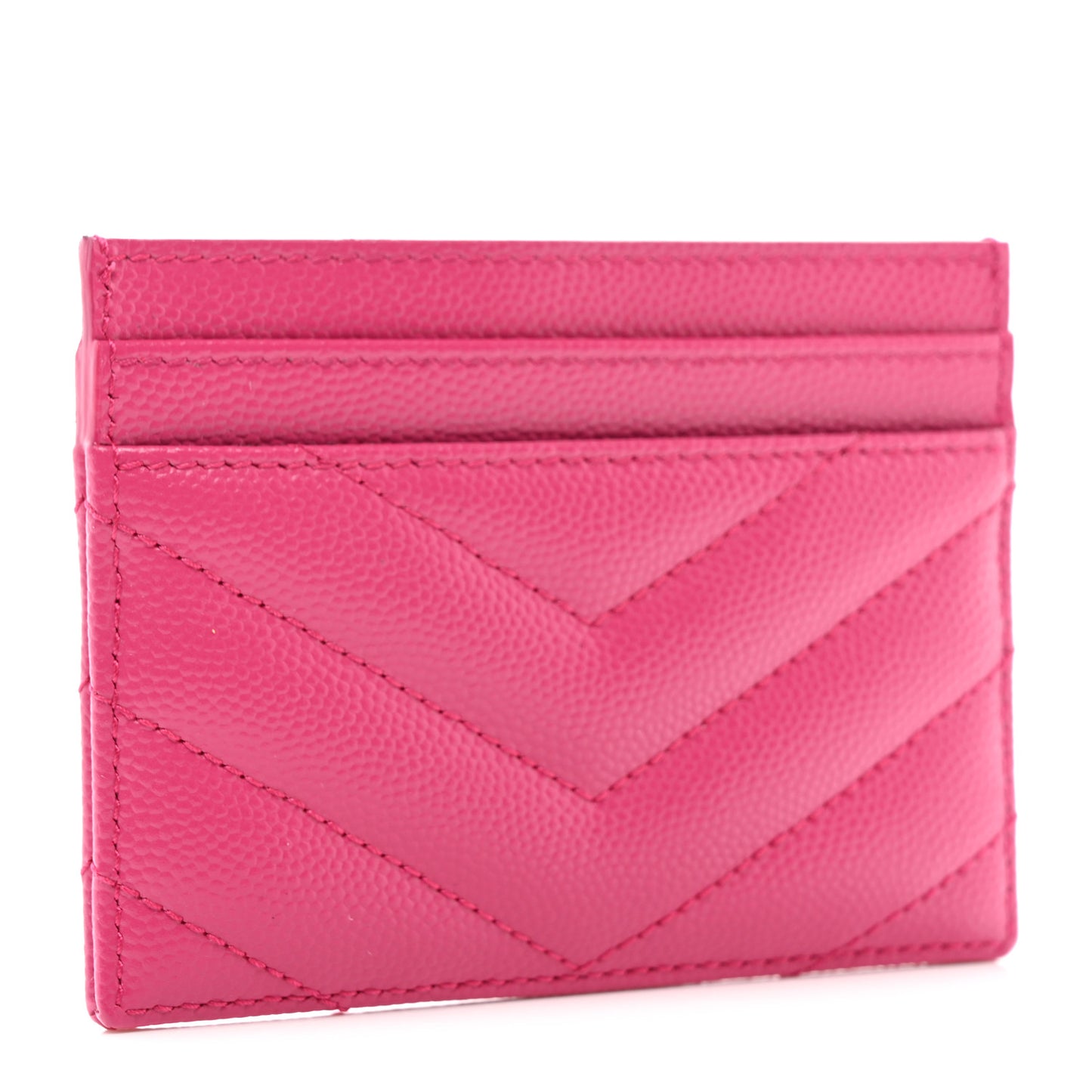 Grain De Poudre Matelasse Chevron Monogram Credit Card Case Fresh Fuxia