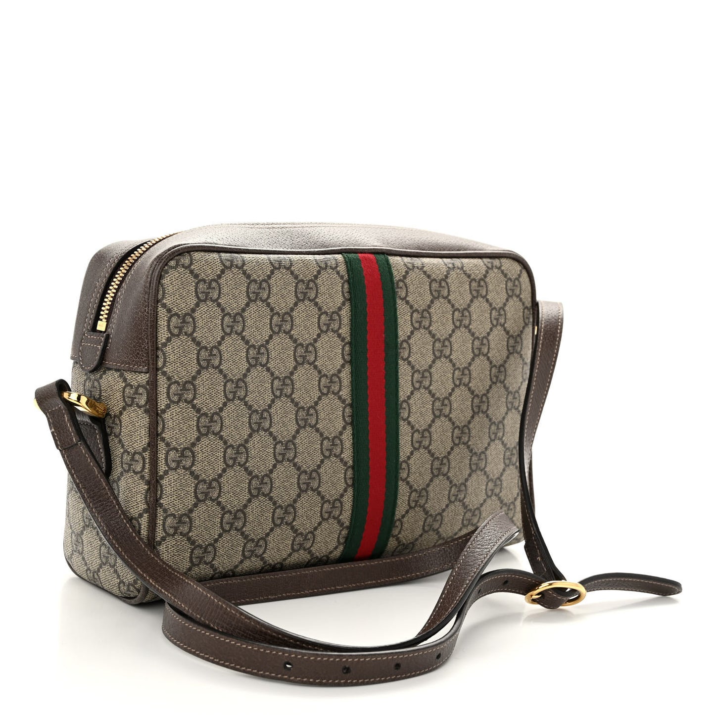 GG Supreme Monogram Web Small Ophidia Shoulder Bag Brown