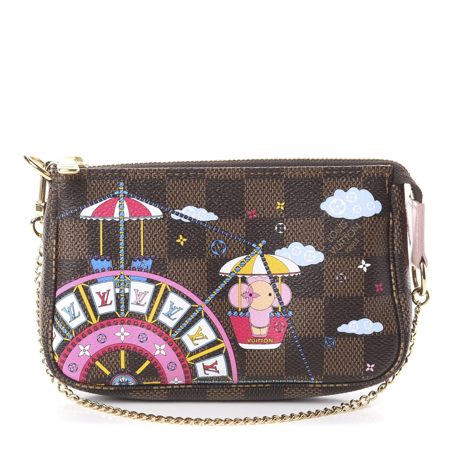 Damier Ebene 2020 Christmas Animation Big Wheel Mini Pochette Accessories Rose Ballerine