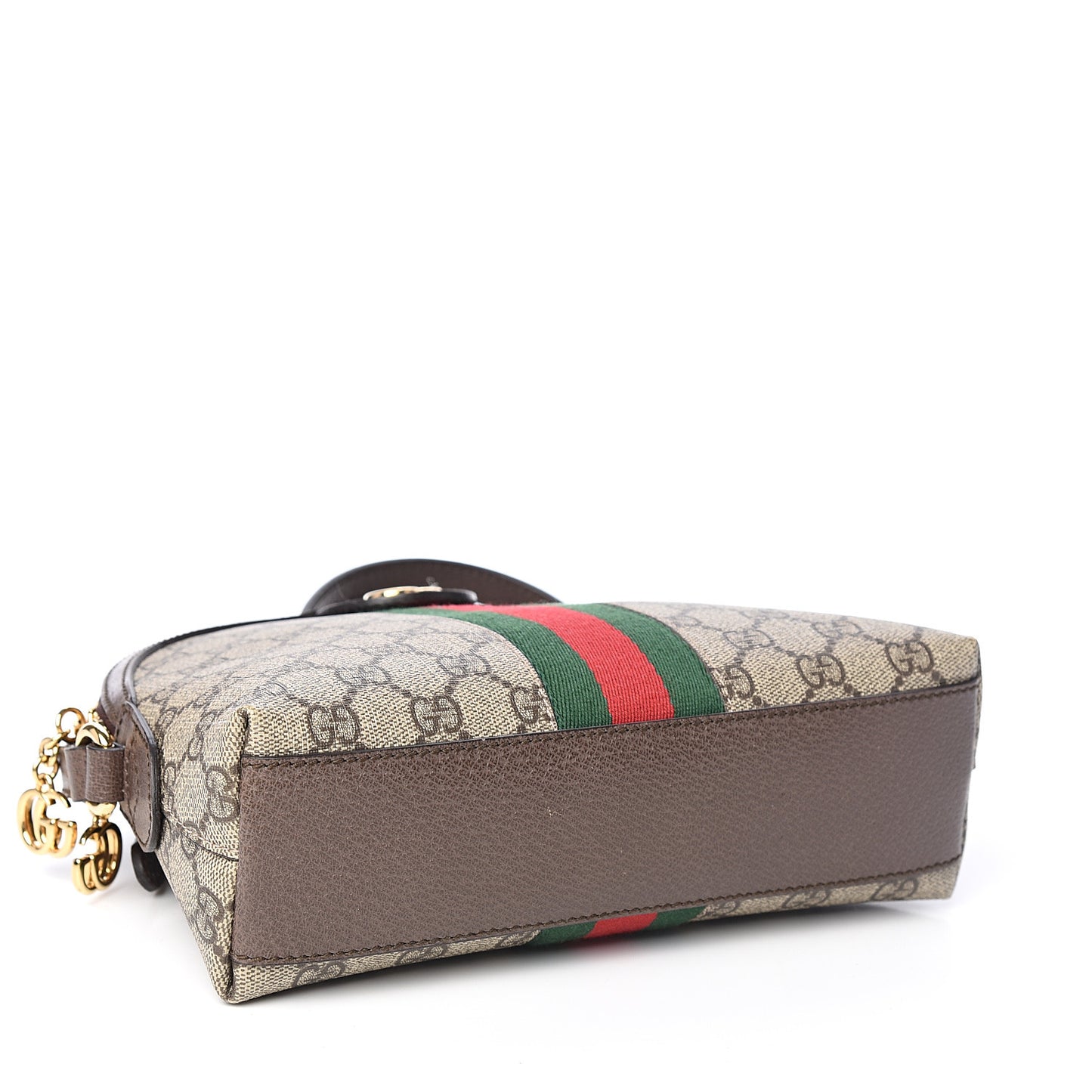 GG Supreme Monogram Textured Dollar Calfskin Web Small Ophidia Dome Shoulder Bag Beige Ebony New Acero
