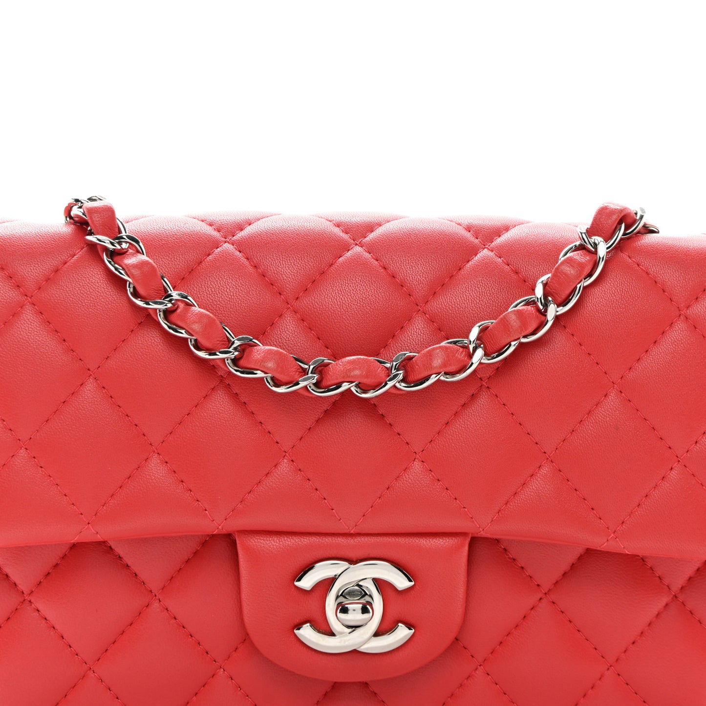 Lambskin Quilted Mini Rectangular Flap Pink