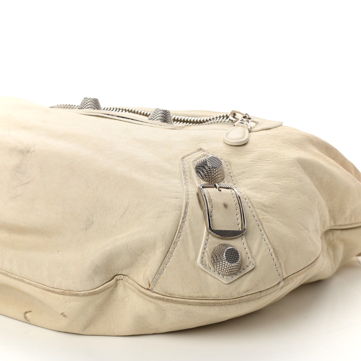 Agneau Giant 21 Silver Hardware Hobo White