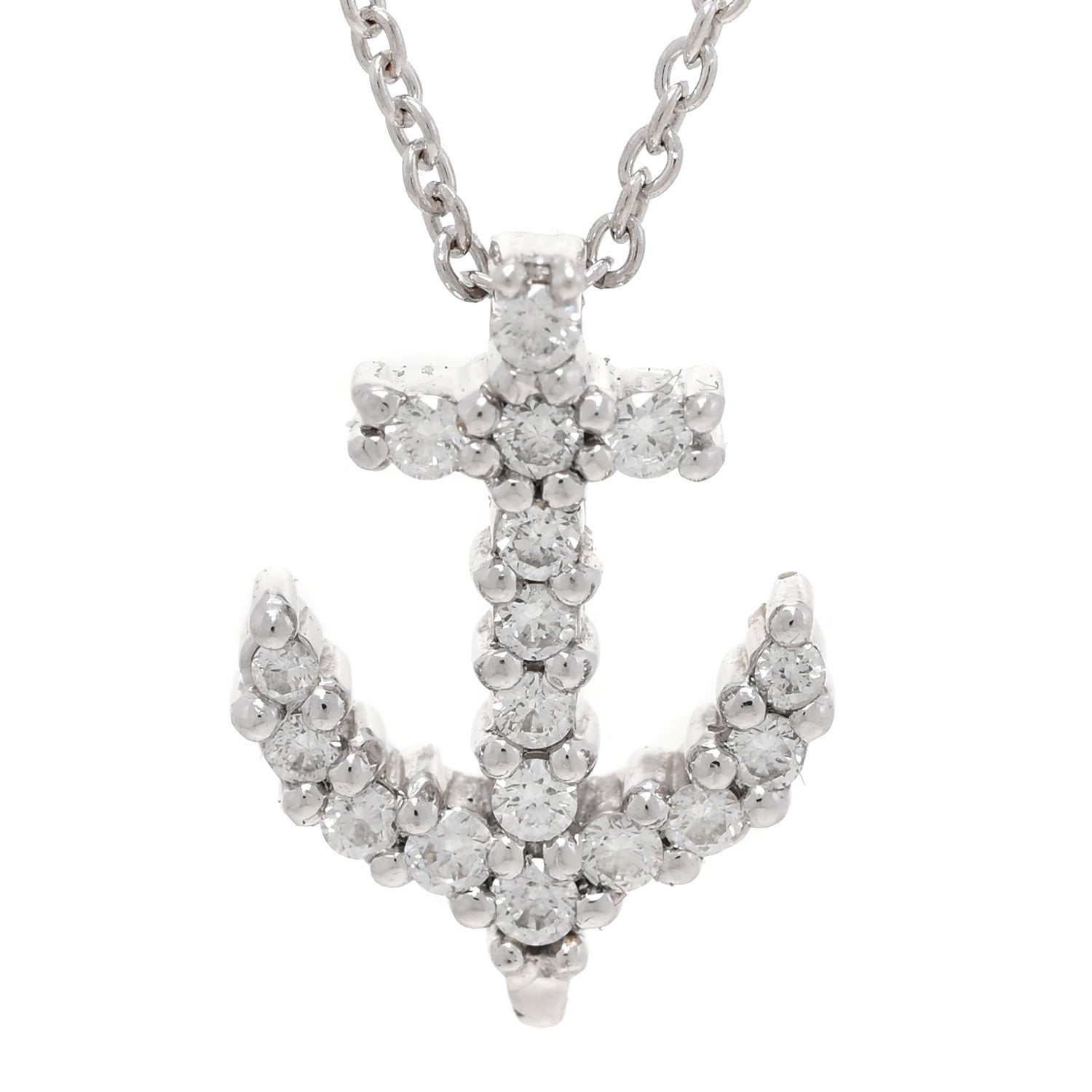 Roberto Coin 18K White Gold Diamond Tiny Treasures Anchor Pendant Necklace 3 of 4