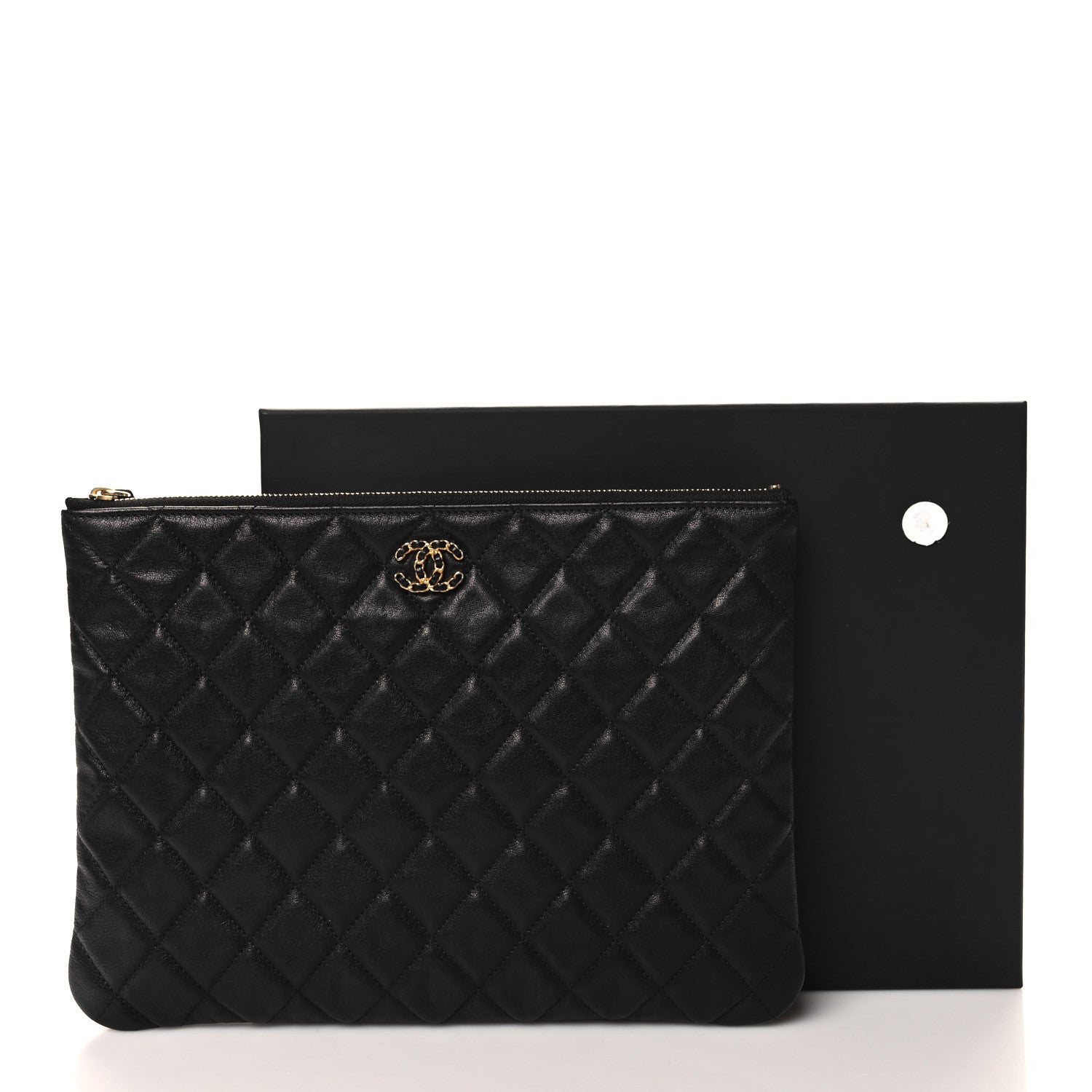 Chanel Lambskin Quilted Chanel 19 Medium Cosmetic Case Black 8 of 8