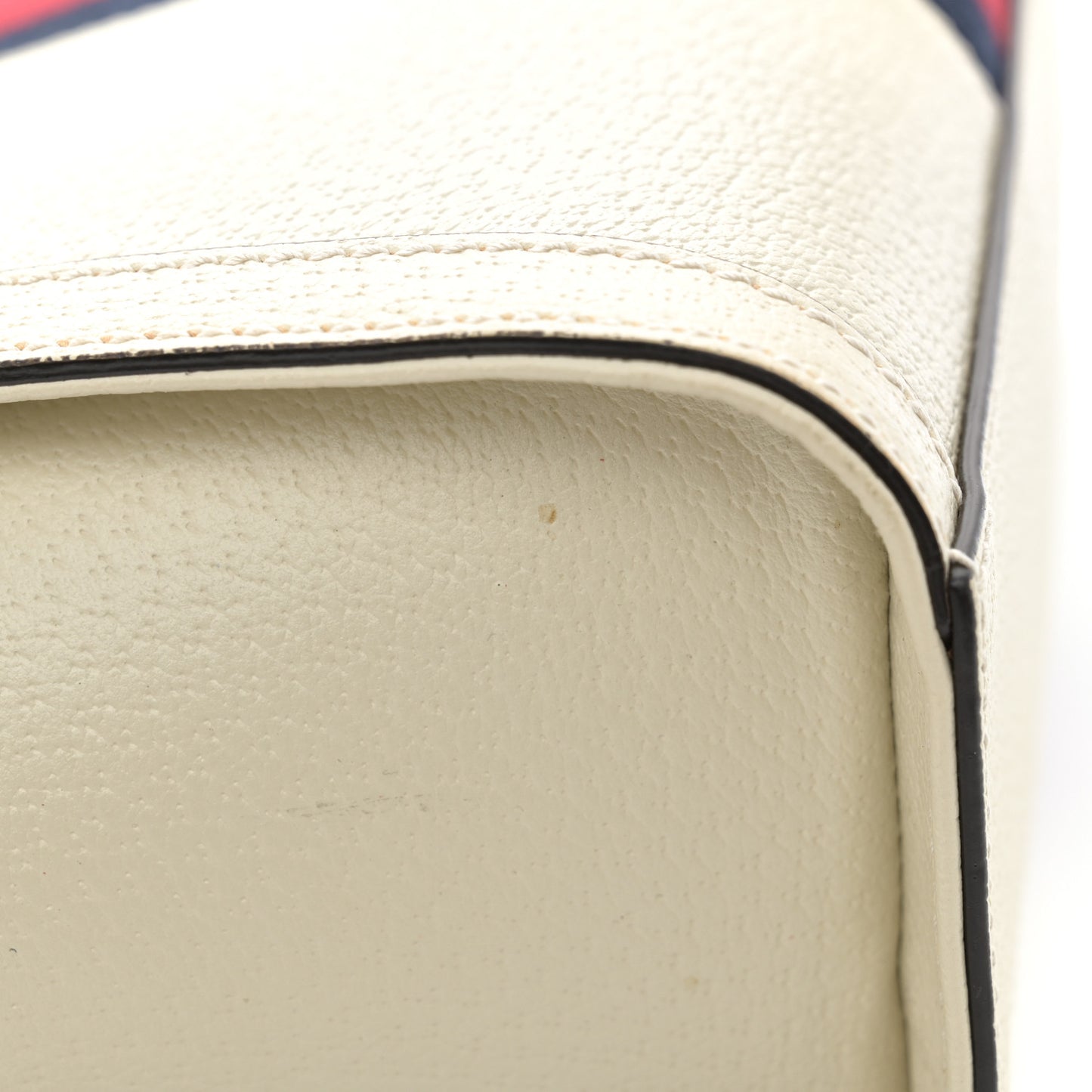 Textured Calfskin Web Small Ophidia Tote Bag Mystic White