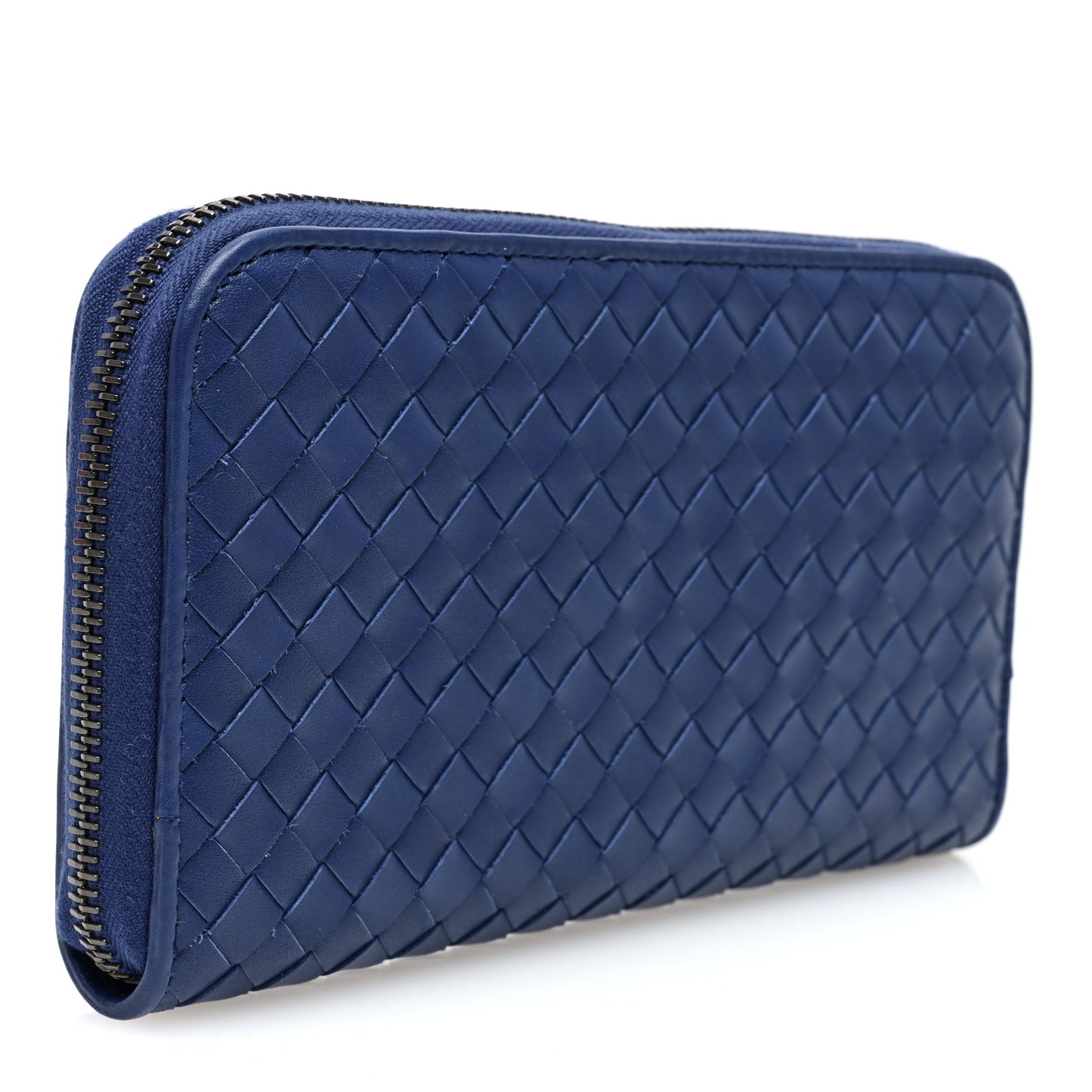 Nappa Intrecciato Zip Around Wallet Cobalt