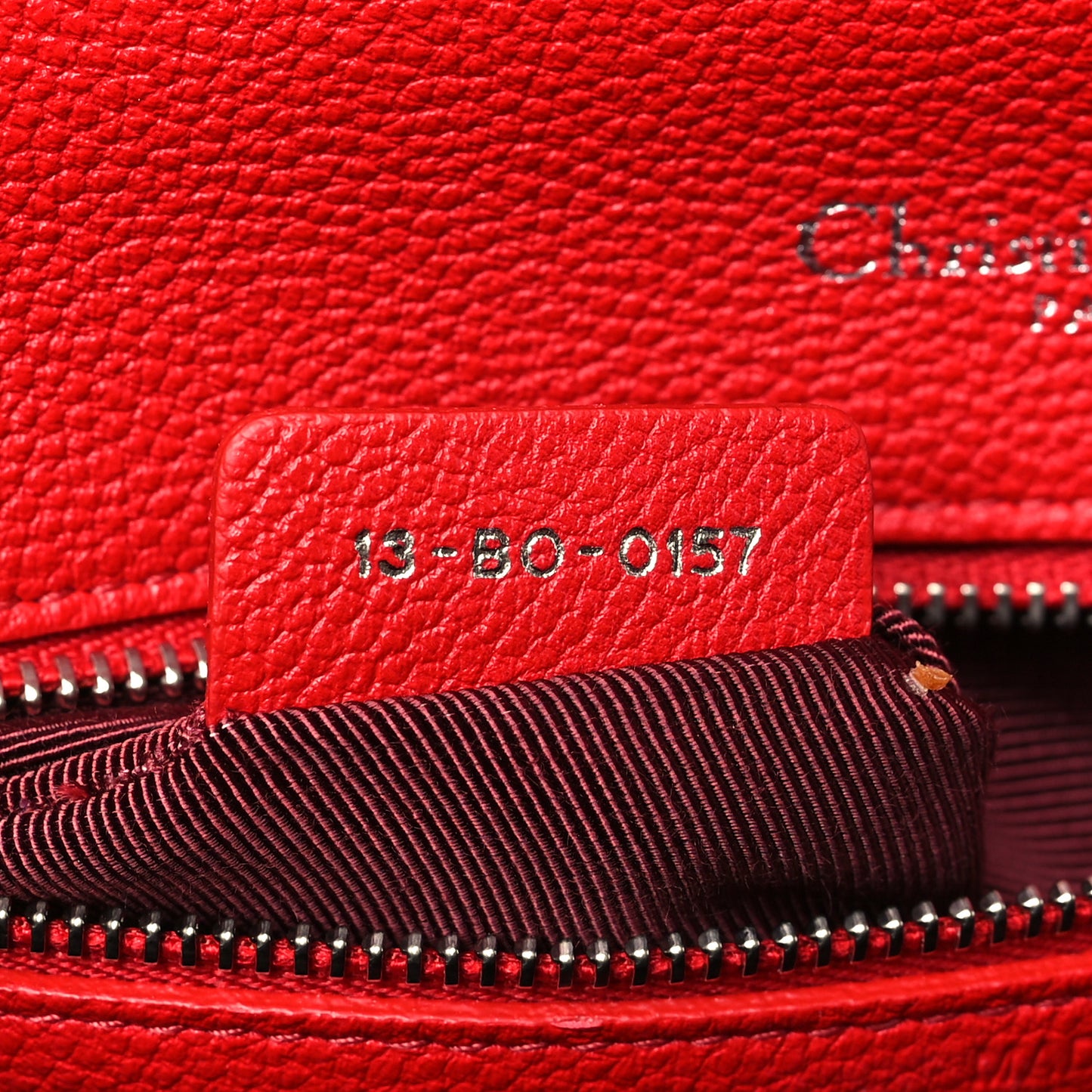 Grained Calfskin Small Diorama Flap Bag Red