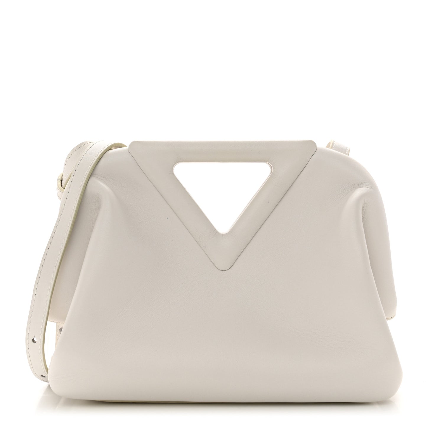 Calfskin Small The Point Triangle Bag Chalk