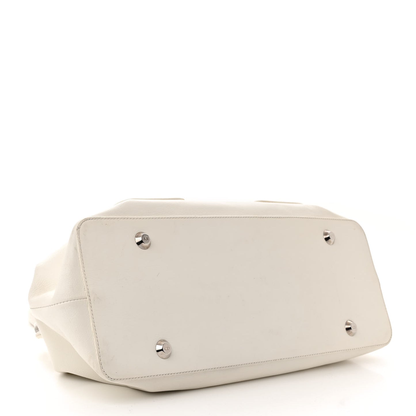 Calfskin Buckle Frame Satchel White