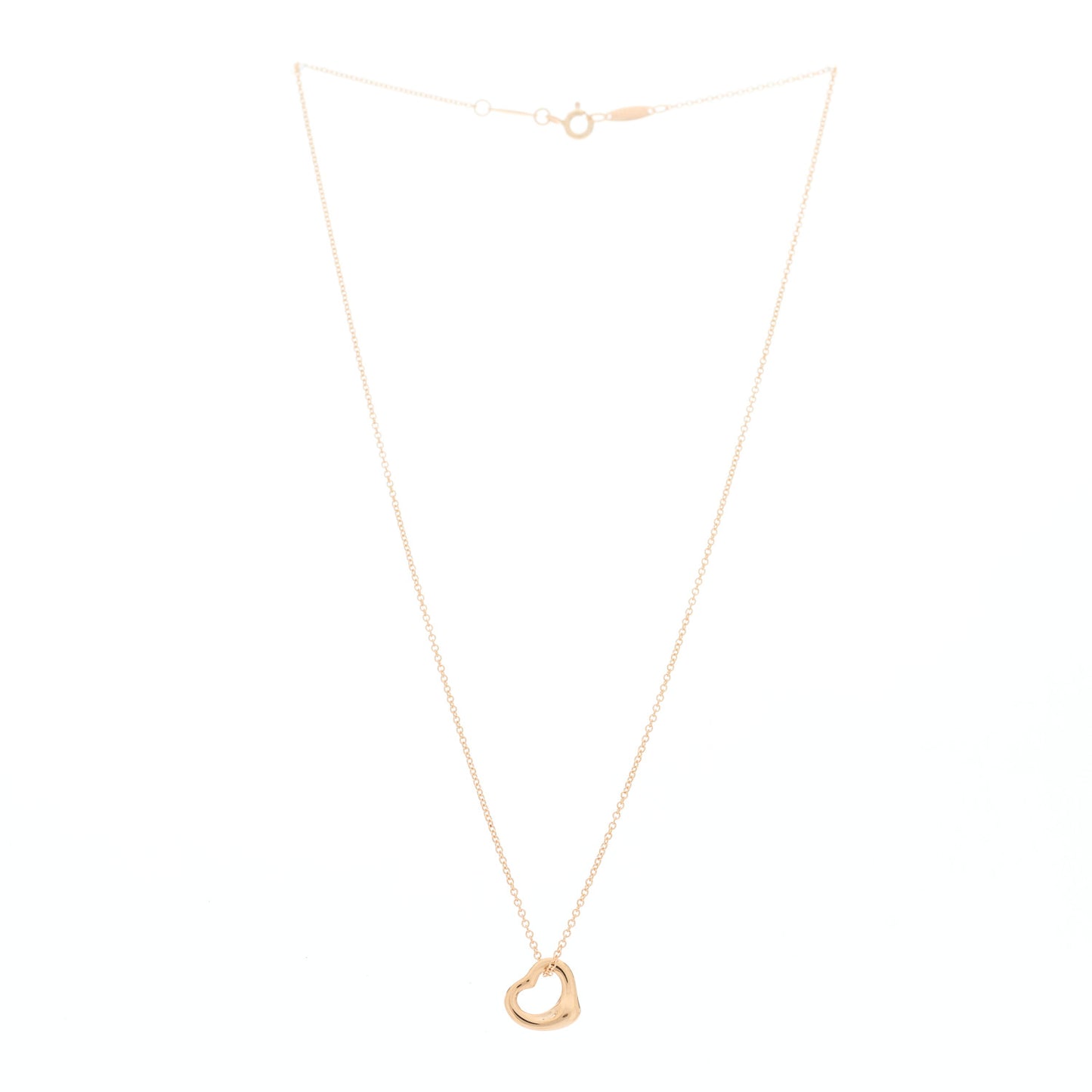 18K Rose Gold 11mm Elsa Peretti Open Heart Pendant Necklace