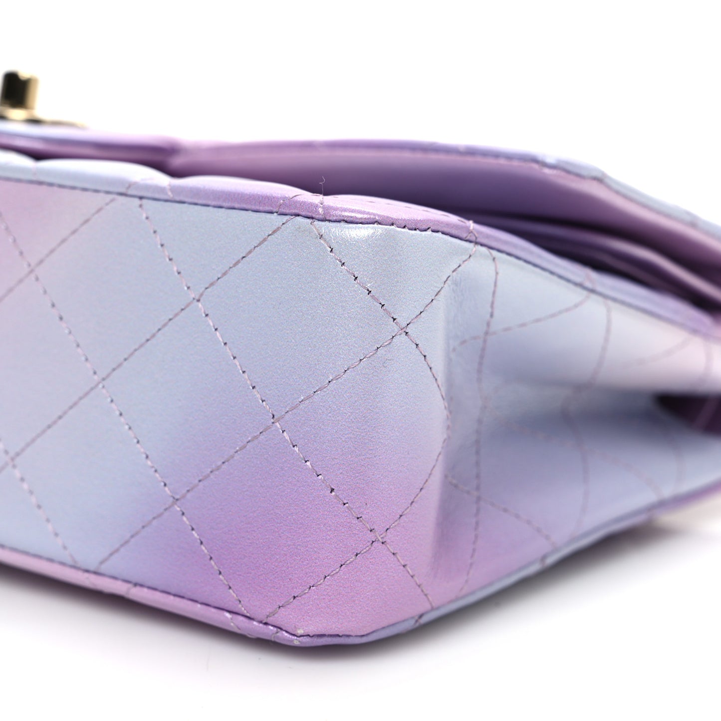 Lambskin Quilted Tie Dye Ombre Medium Double Flap Purple Blue Pink