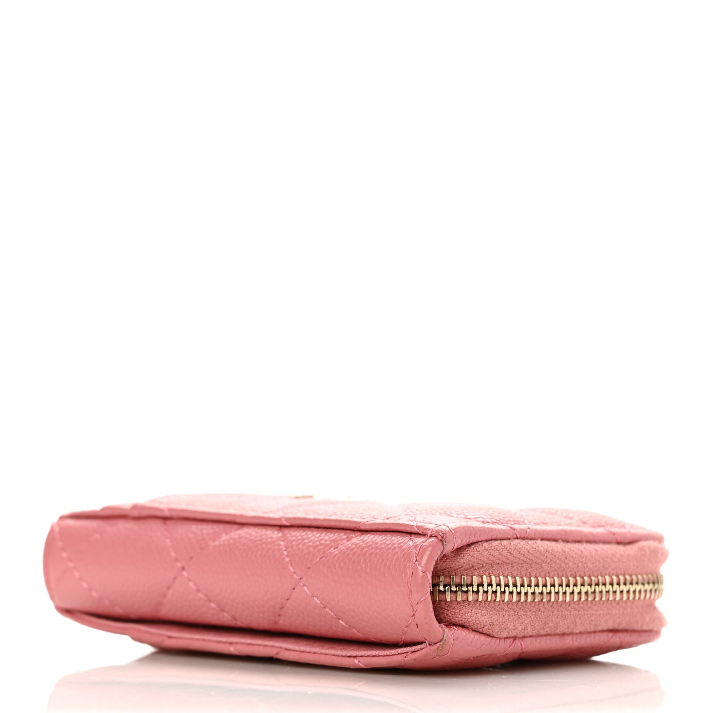 Caviar Quilted Zip Card Holder Pink