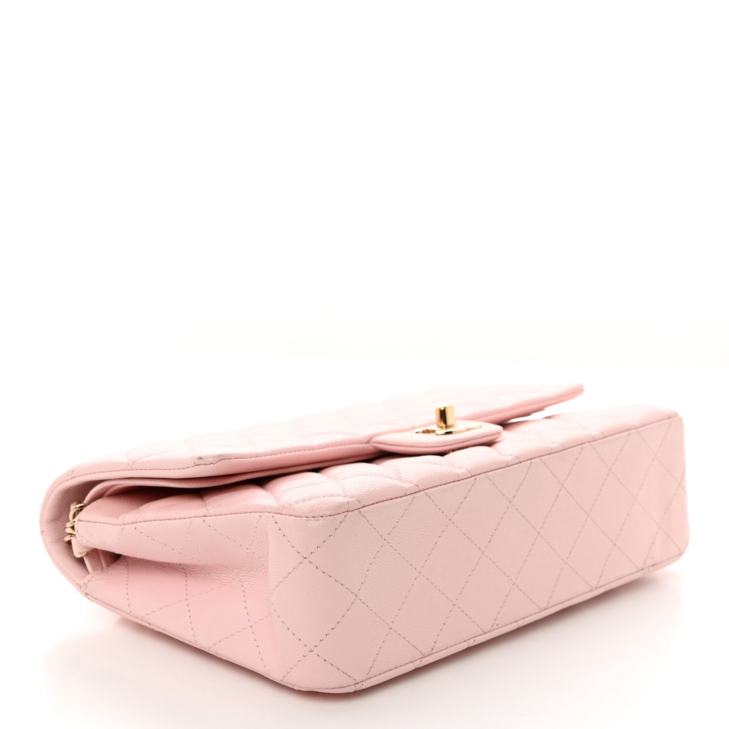 Caviar Quilted Medium Double Flap Light Pink