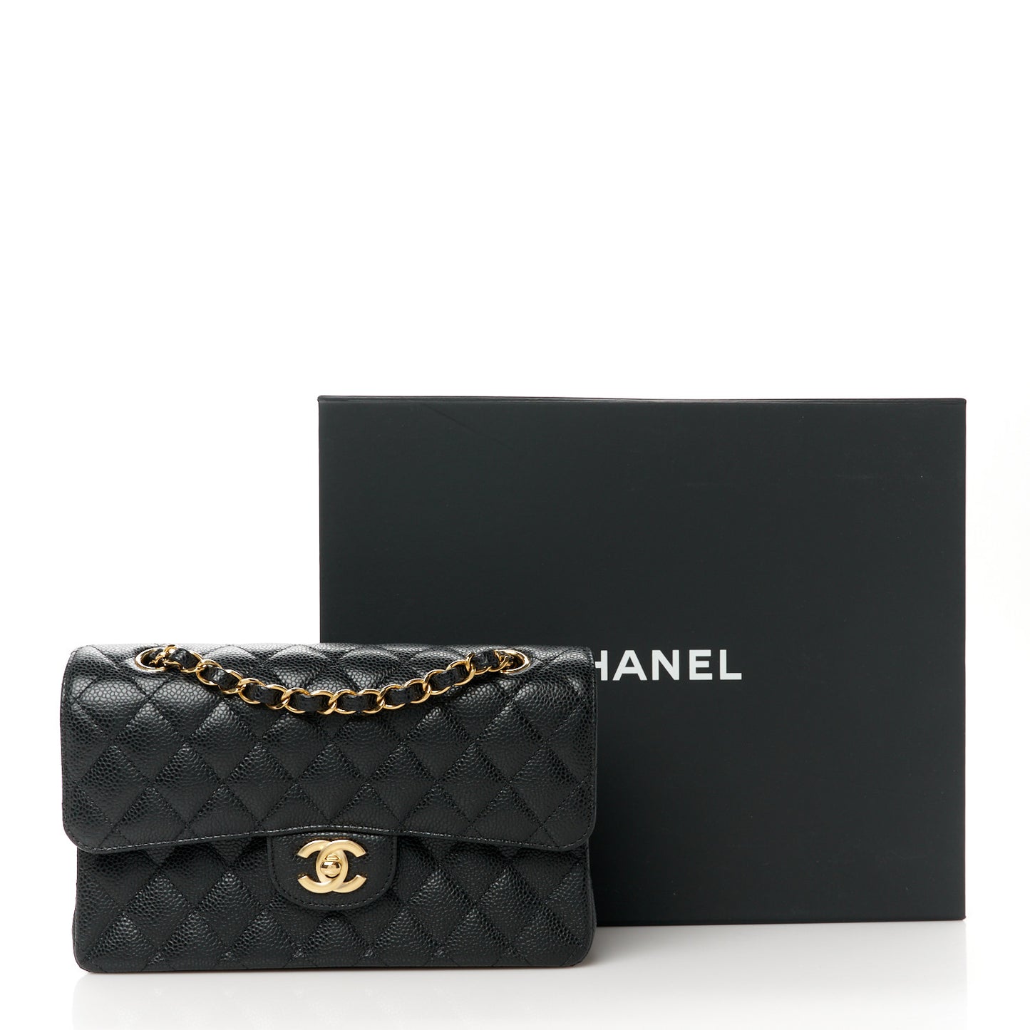 Caviar Quilted Small Double Flap Black