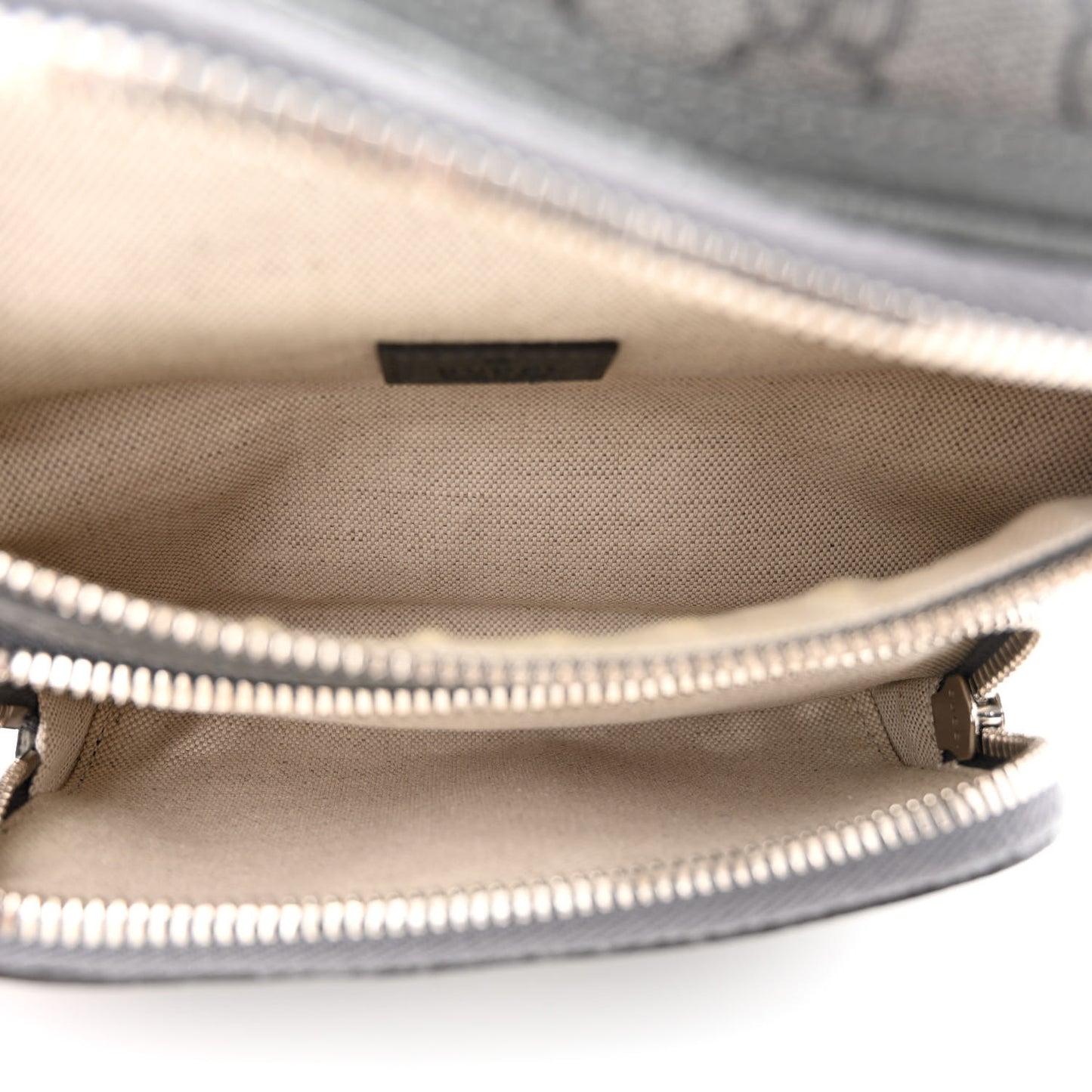 GG Supreme Monogram Textured Dollar Calfskin Ophidia Belt Bag Grey Black Graphite Grey