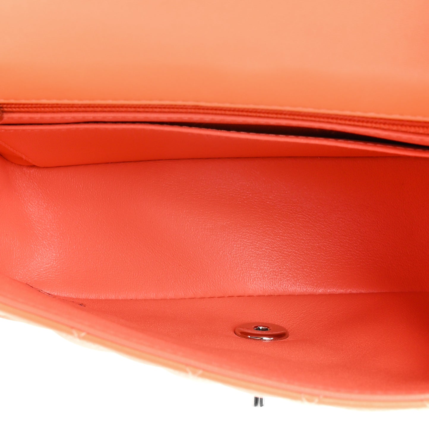 Lambskin Quilted Mini Rectangular Flap Orange