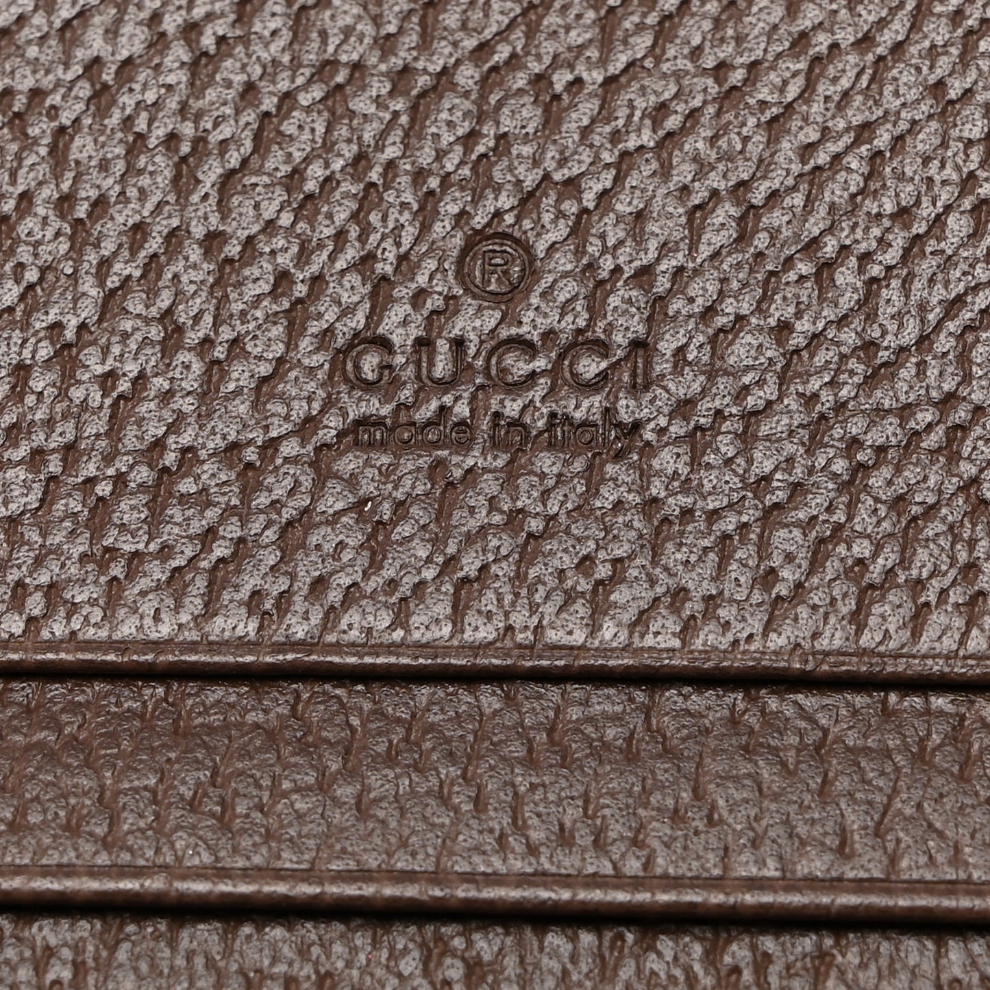 Monogram Jumbo GG Textured Dollar Calfskin Diana Card Case Wallet Camel Ebony New Acero