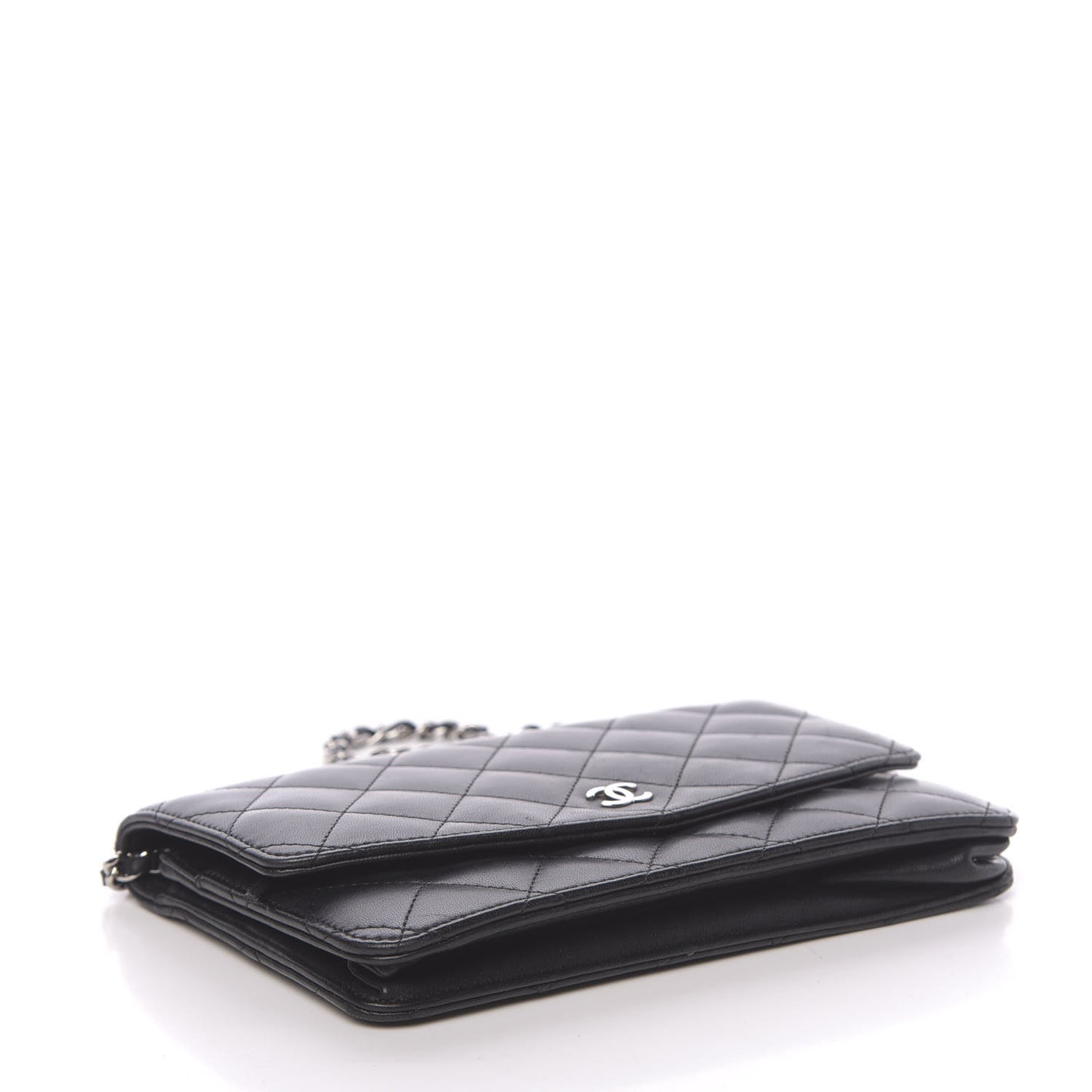 Lambskin Quilted Wallet On Chain WOC Black