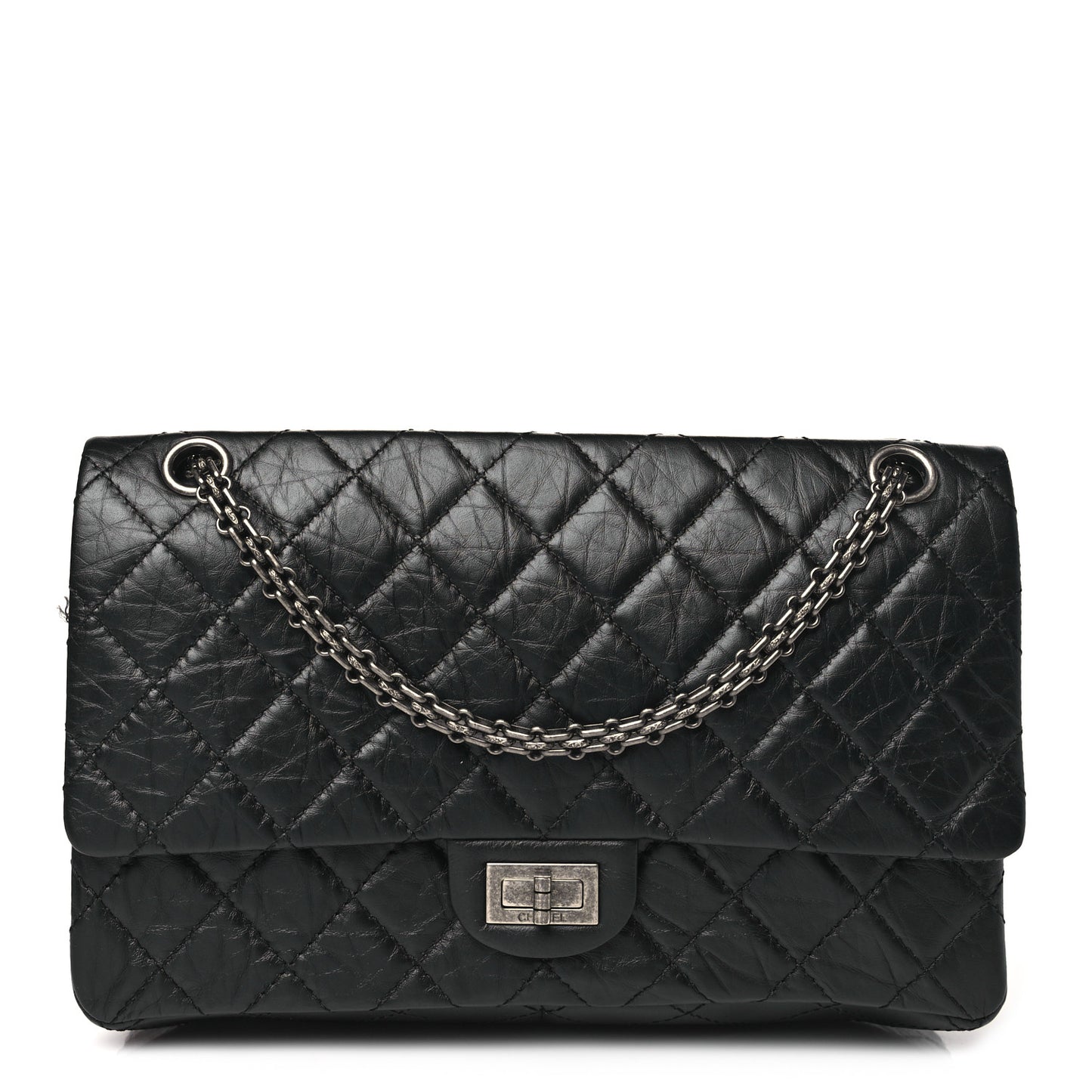 Aged Calfskin Quilted 2.55 Reissue 226 Flap Black