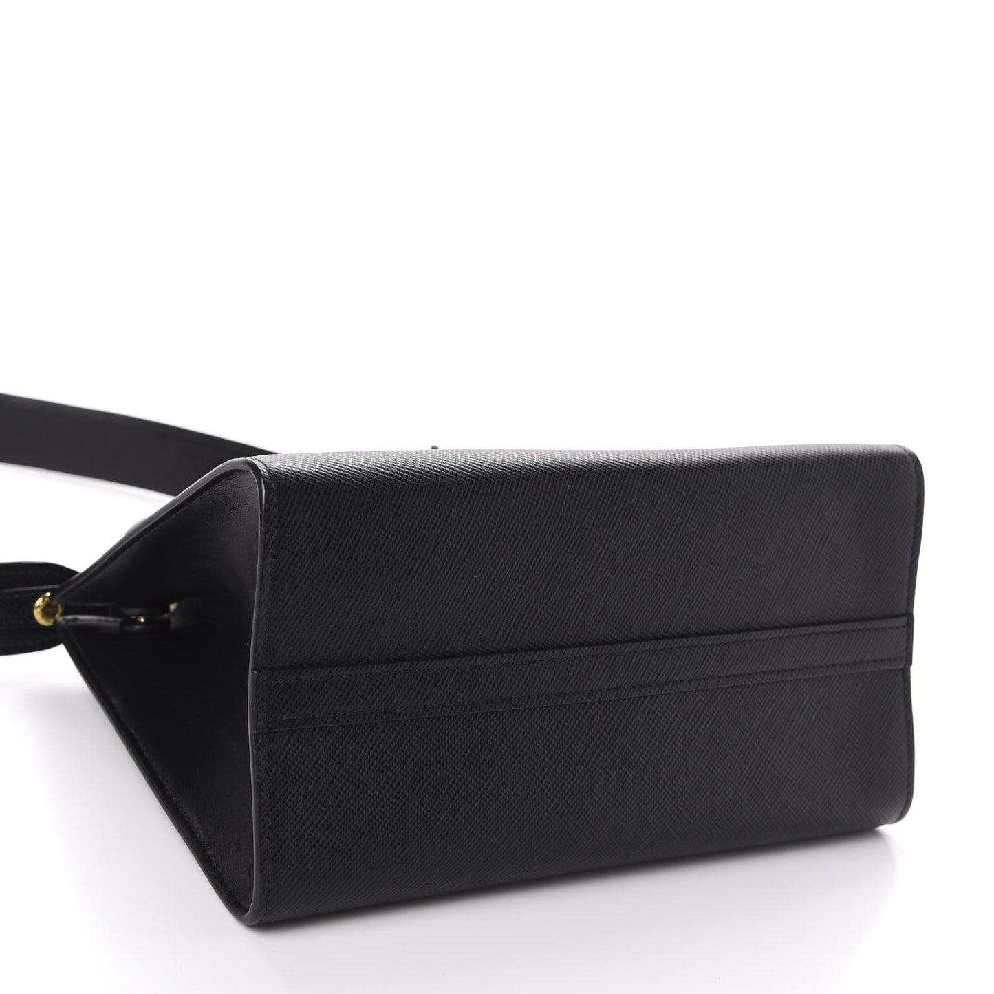 Saffiano Cuir Calfskin Small Monochrome Top Handle Tote Black