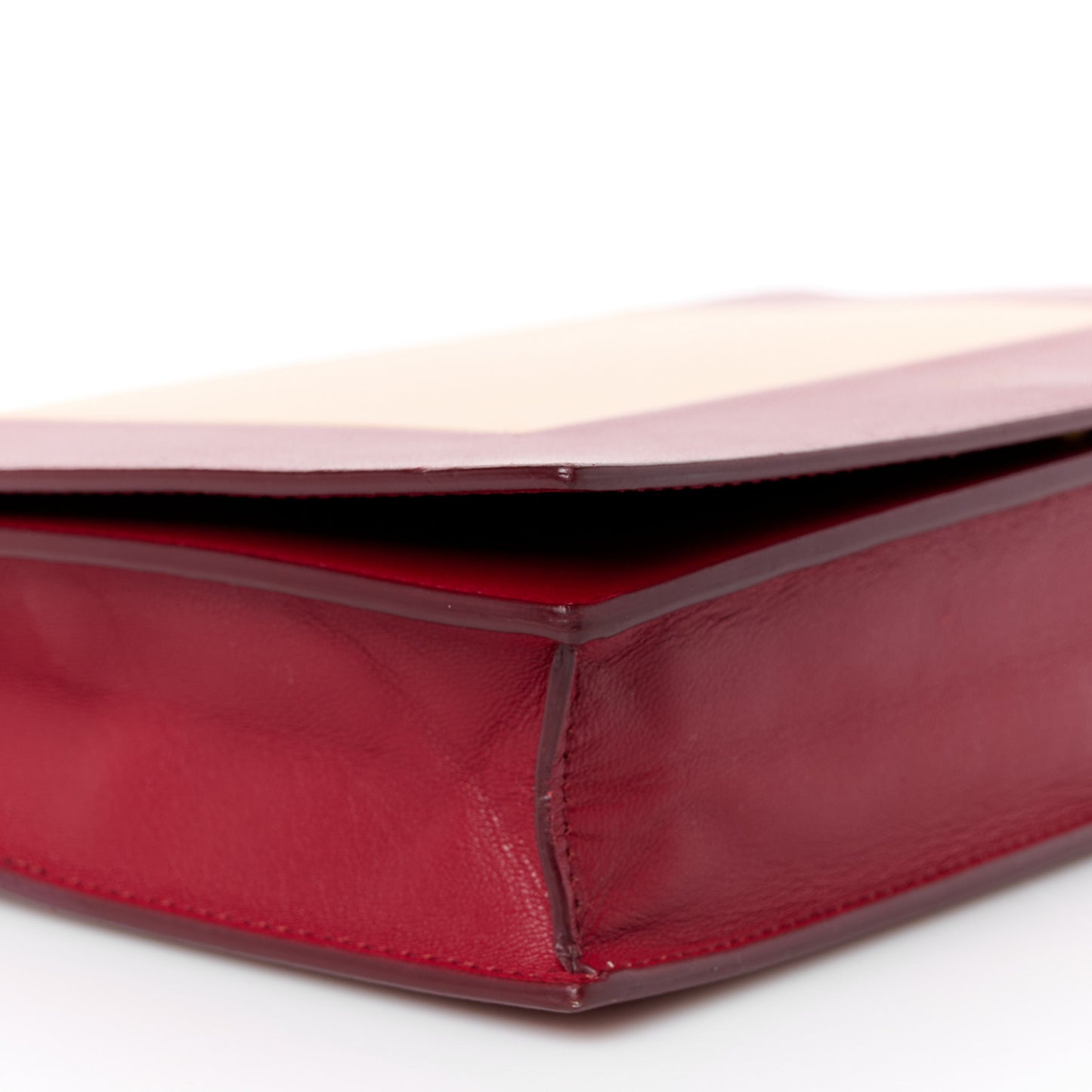 Smooth Lambskin Frame Evening Chain Clutch Ruby Nude