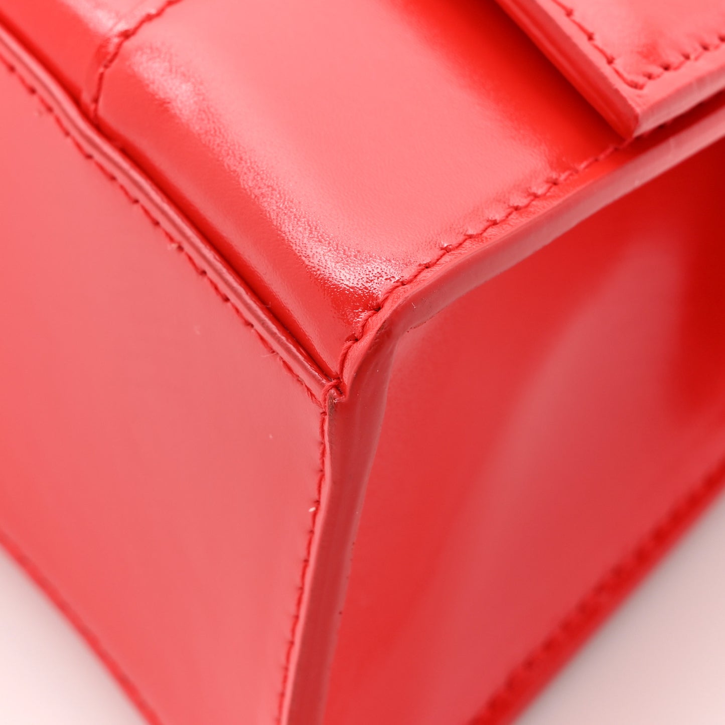 X ADIDAS Shiny Box Calfskin Hourglass Top Handle Bag XS Bright Red