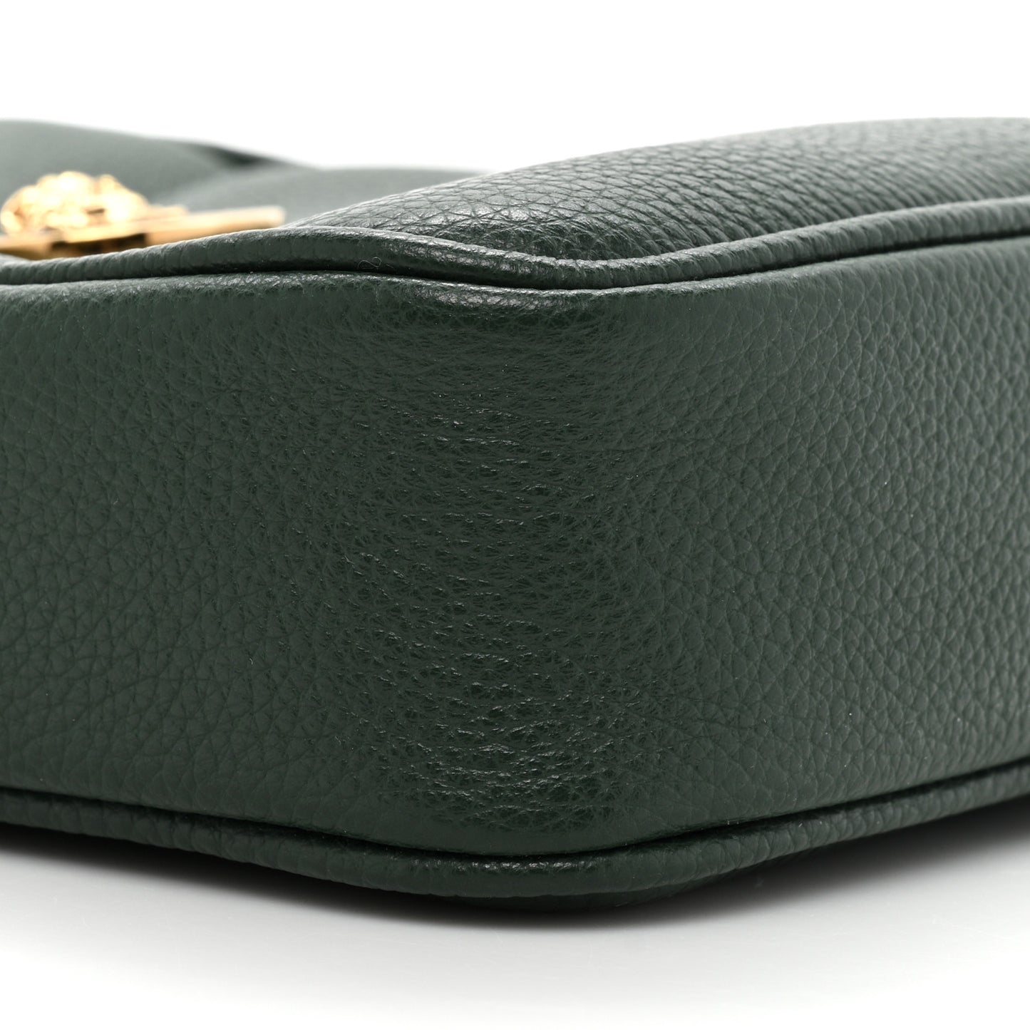 Grained Calfskin Small Medusa Messenger Bag Green