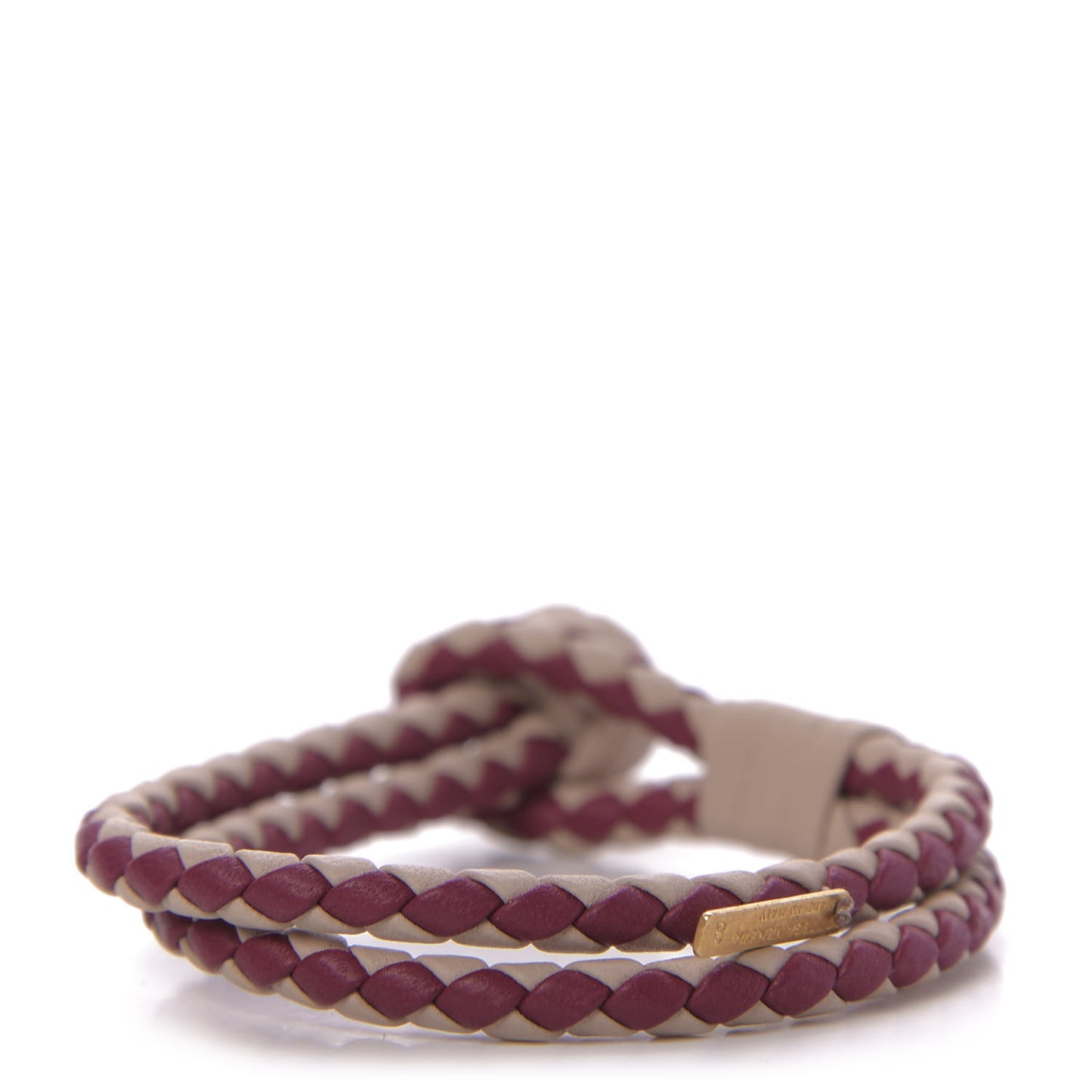Nappa Intrecciato Two Tone Bracelet Bordeaux Beige