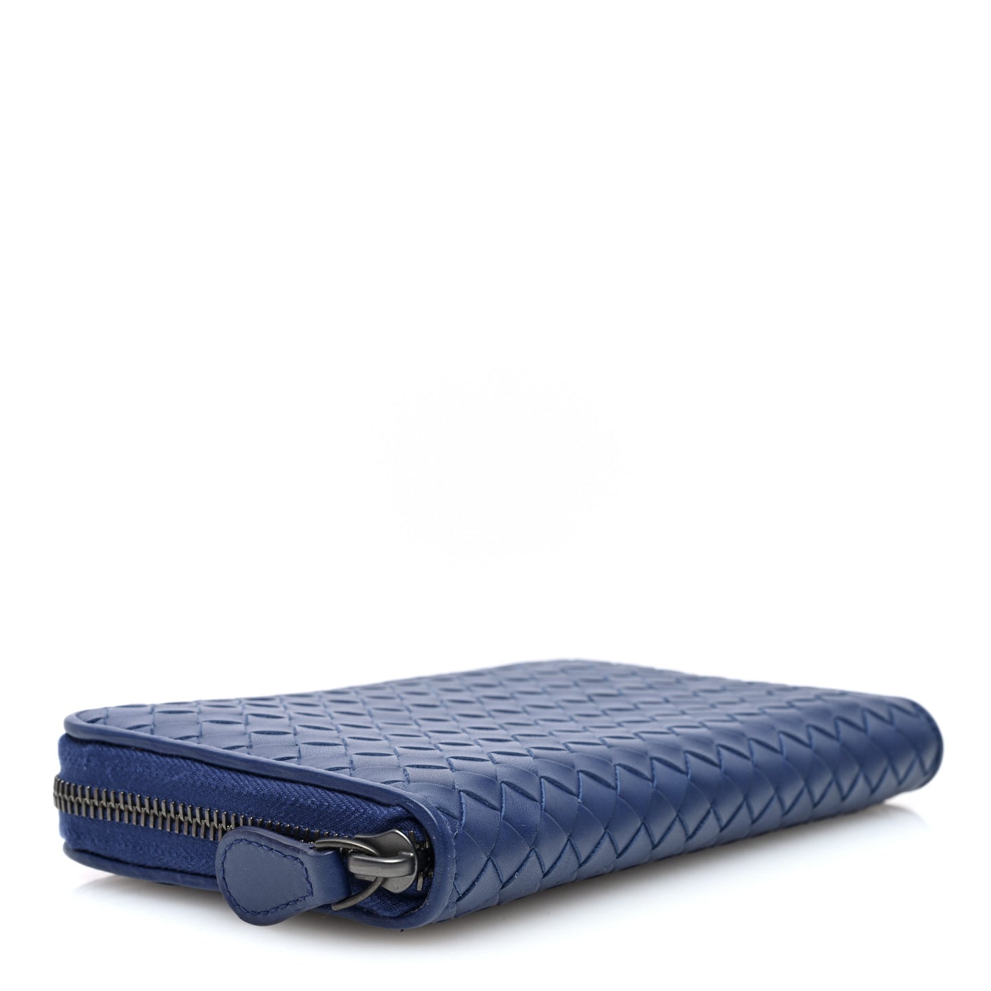 Nappa Intrecciato Zip Around Wallet Cobalt