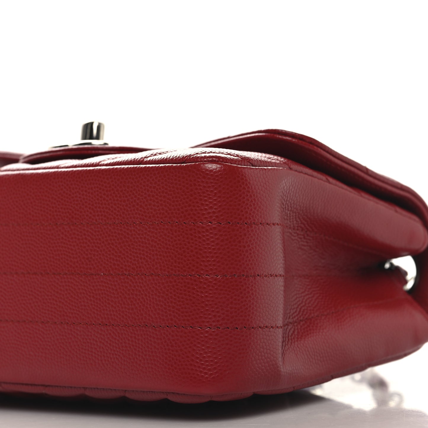 Caviar Chevron Quilted Mini Square Flap Red