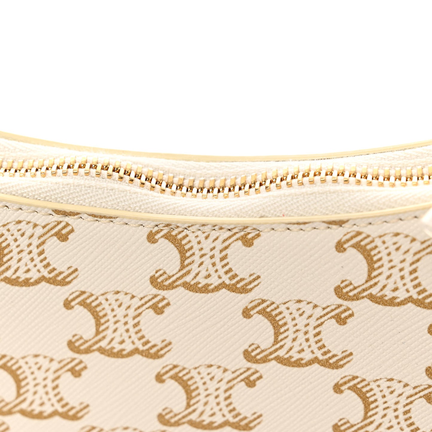 Canvas Calfskin Ava Triomphe Shoulder Bag White