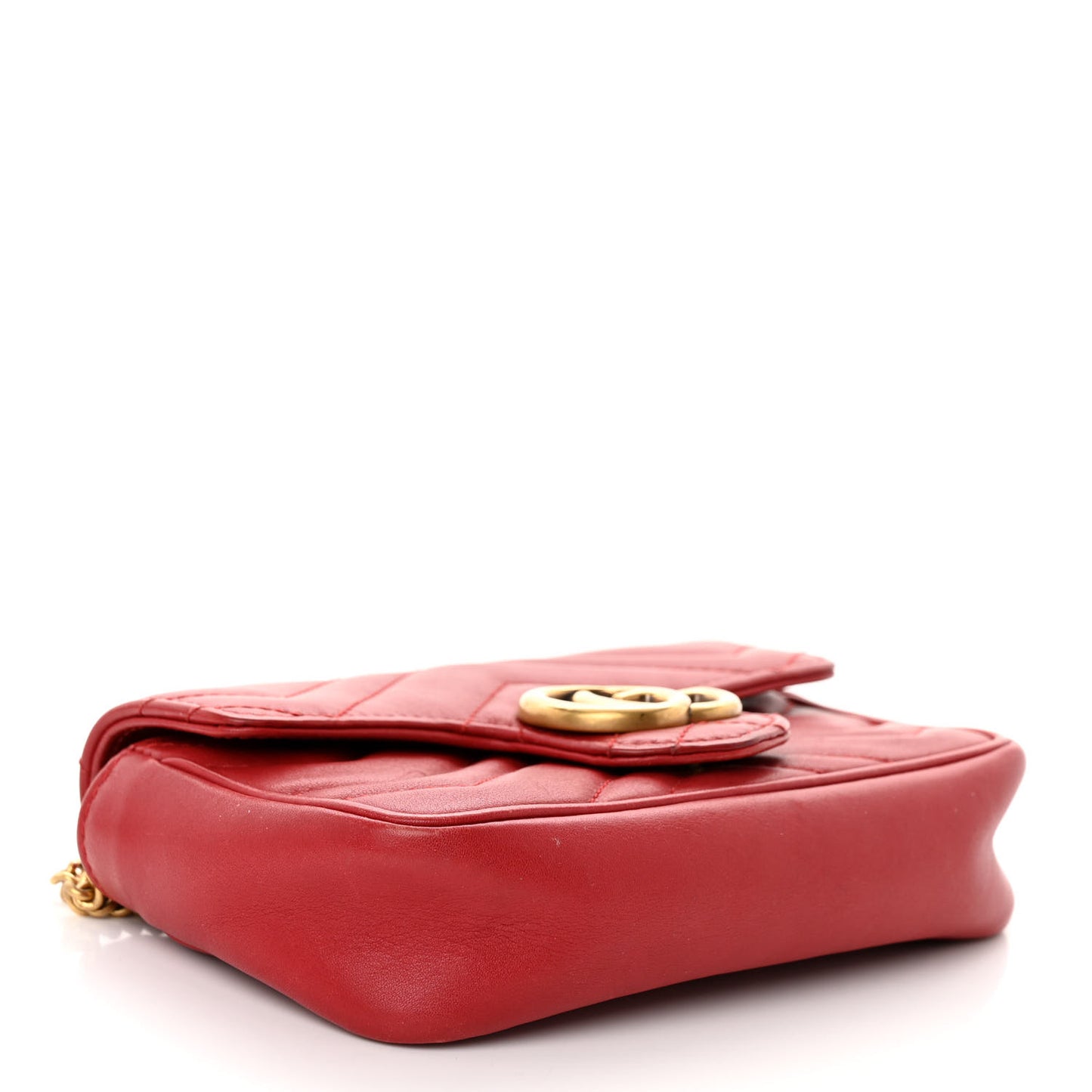 Calfskin Matelasse Super Mini GG Marmont Shoulder Bag Hibiscus Red