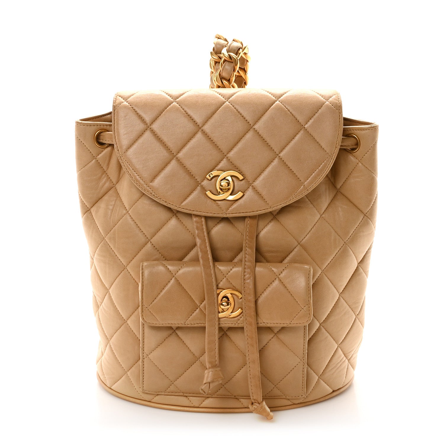 chanel vintage leather quilted backpack Chanel Lambskin Quilted Backpack Beige 1698708 – FASHIONPHILE