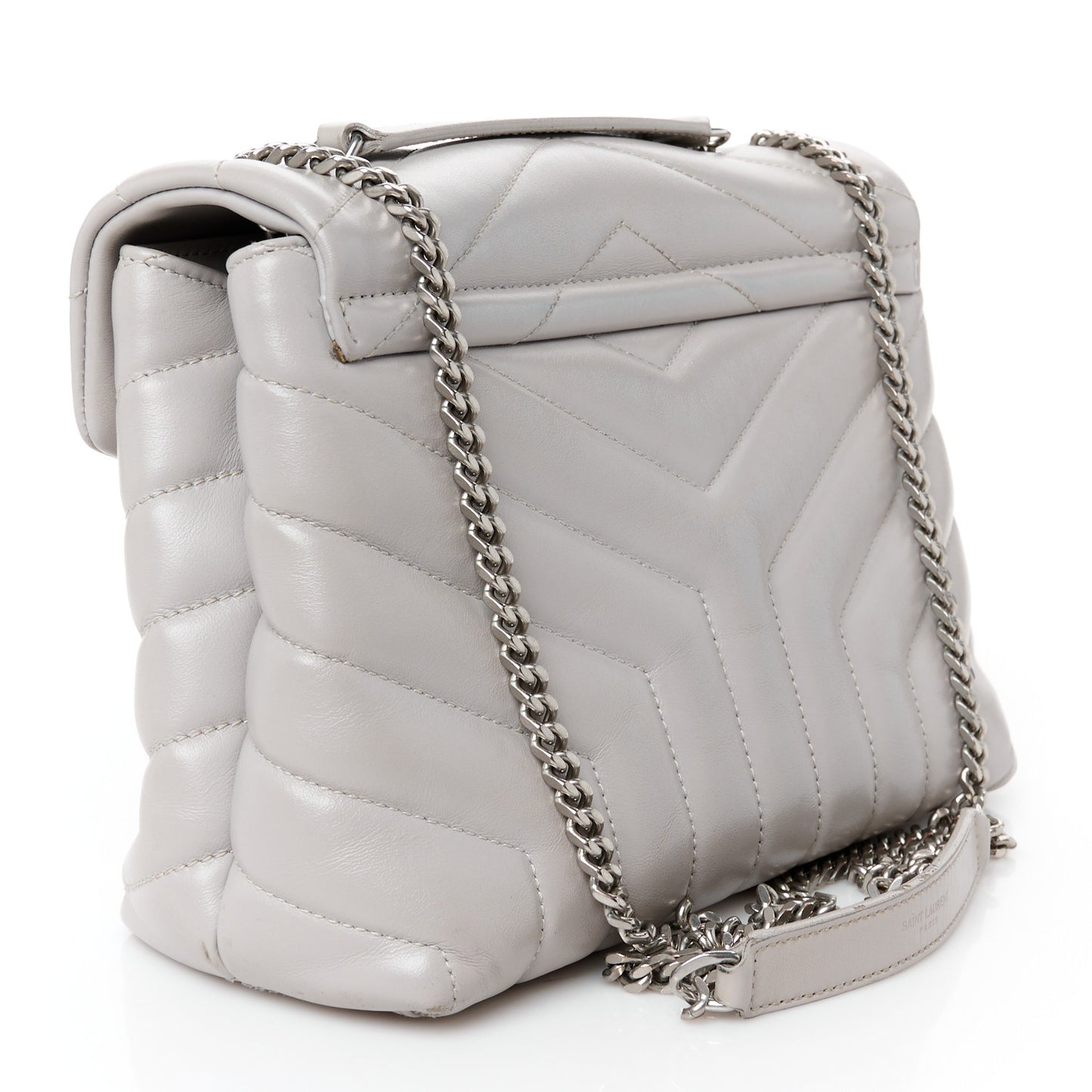 Calfskin Y Quilted Monogram Small Loulou Chain Satchel Granite