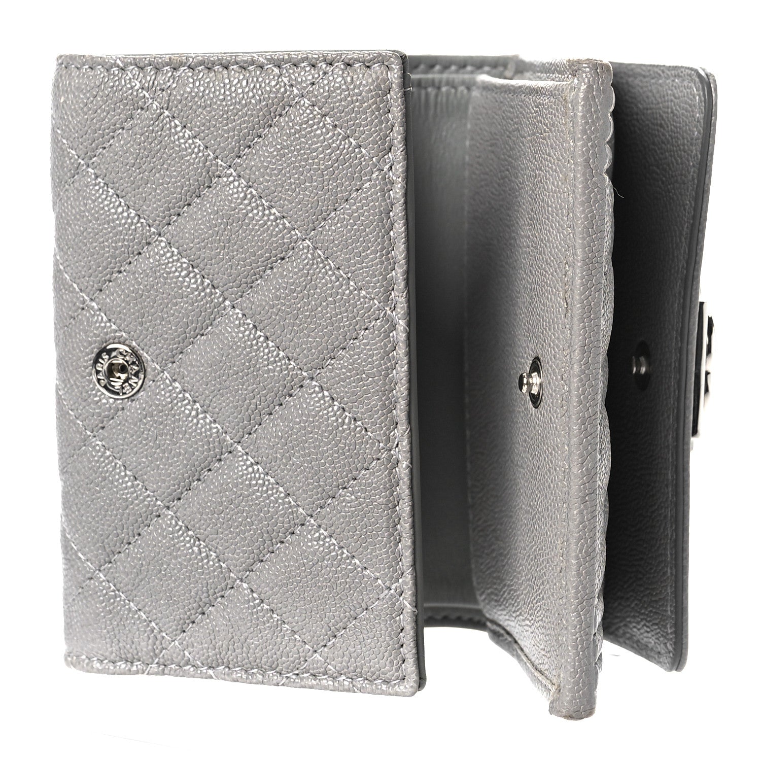 Chanel Caviar Quilted Small Boy Flap Wallet Grey 6 of 11