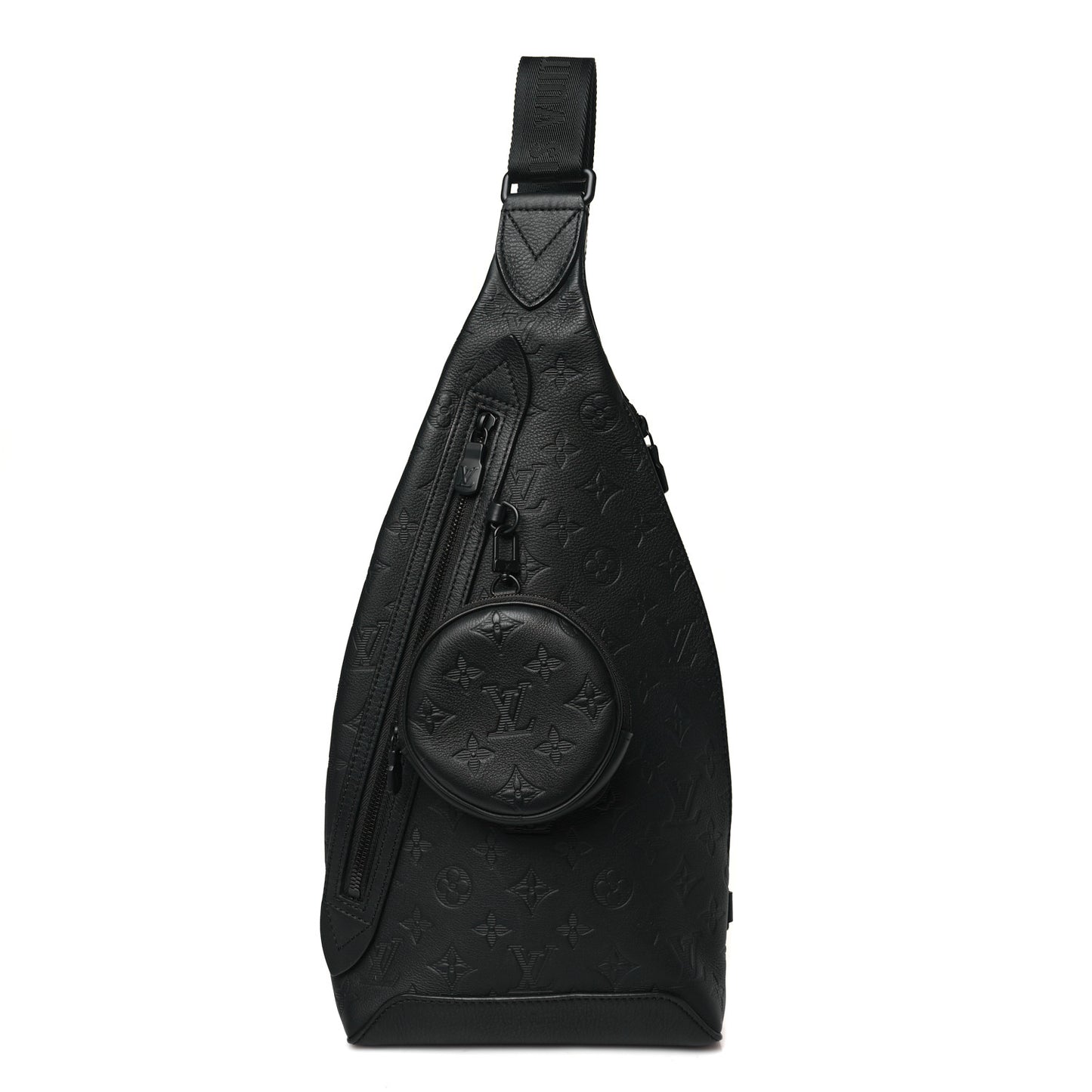 Calfskin Shadow Monogram Duo Slingbag Black