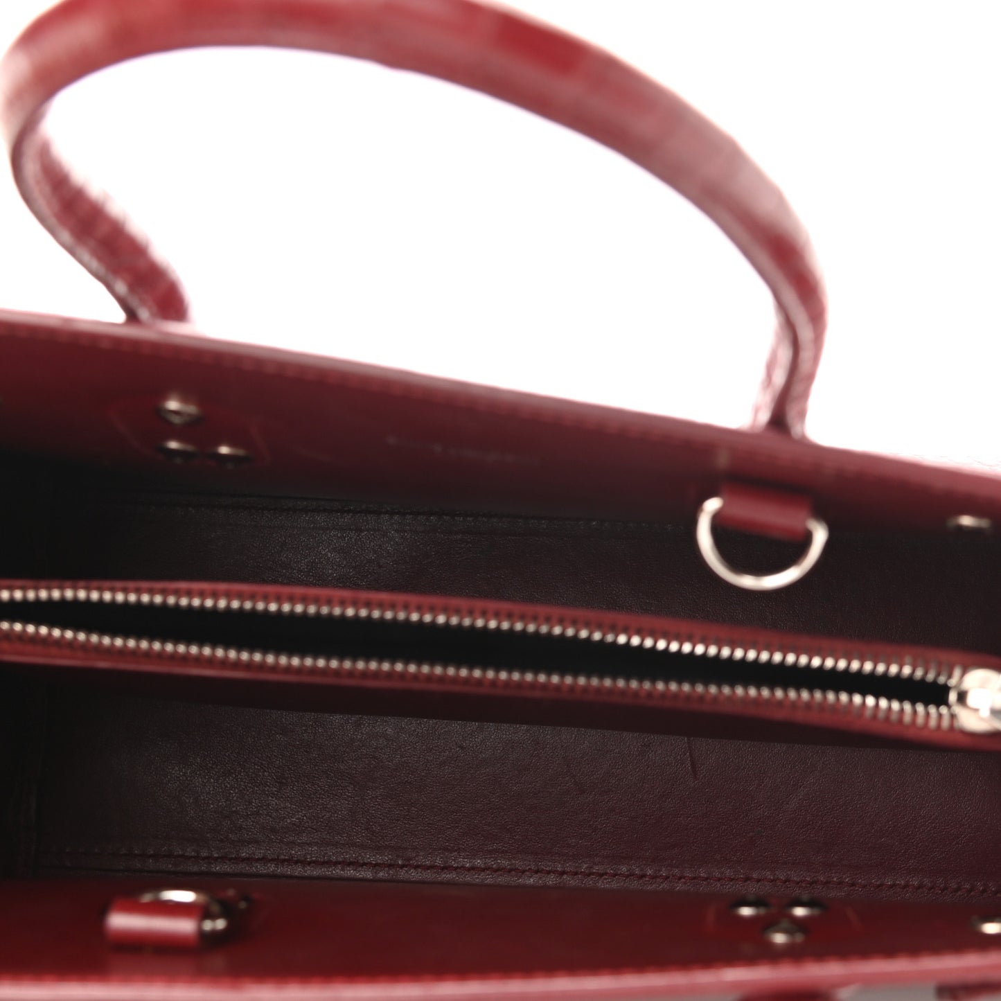 Calfskin Crocodile Embossed Small Sac de Jour Red Lacquer