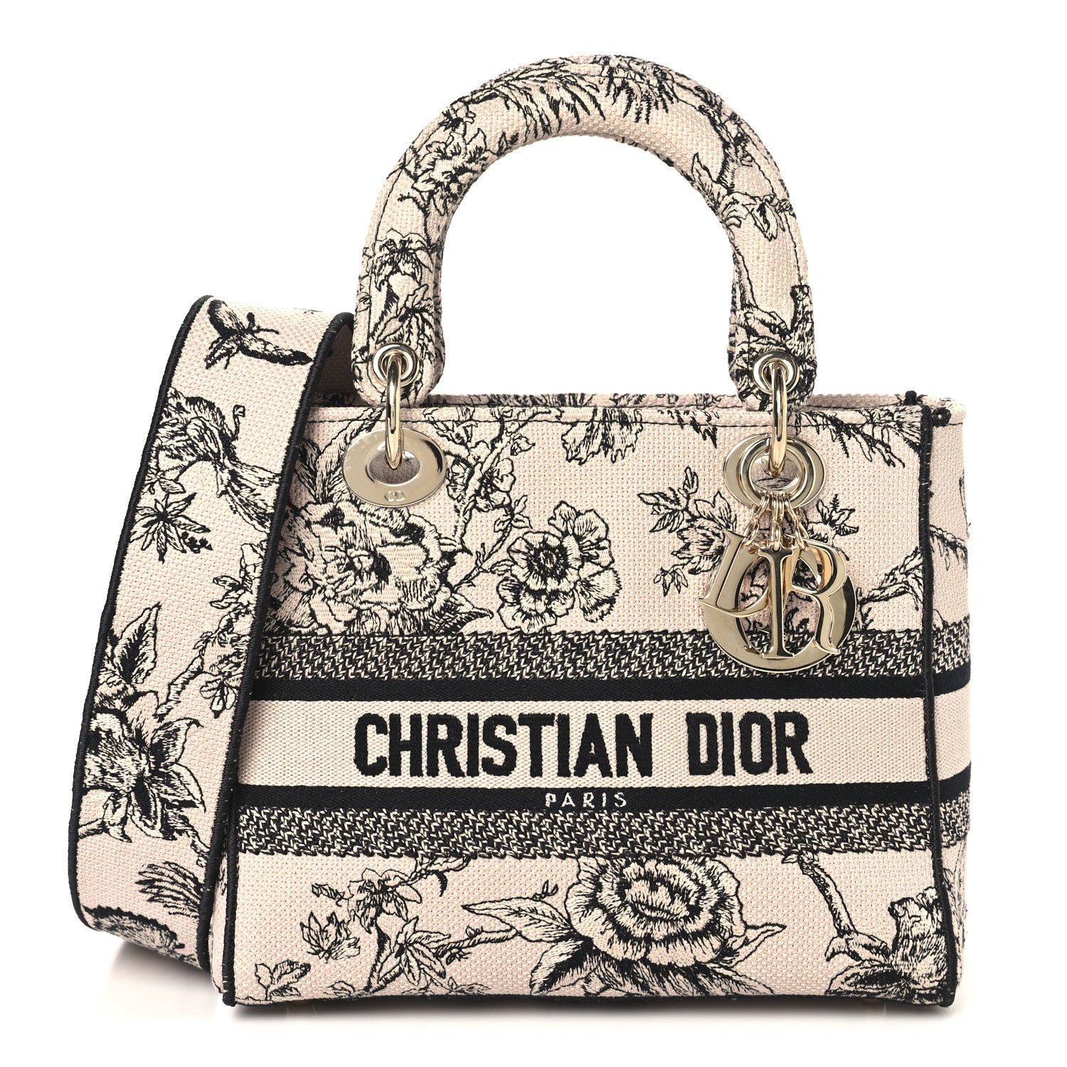 Christian Dior Canvas Embroidered Jardin Botanique Medium Lady D Christian Dior Canvas Embroidered Jardin Botanique Medium Lady D