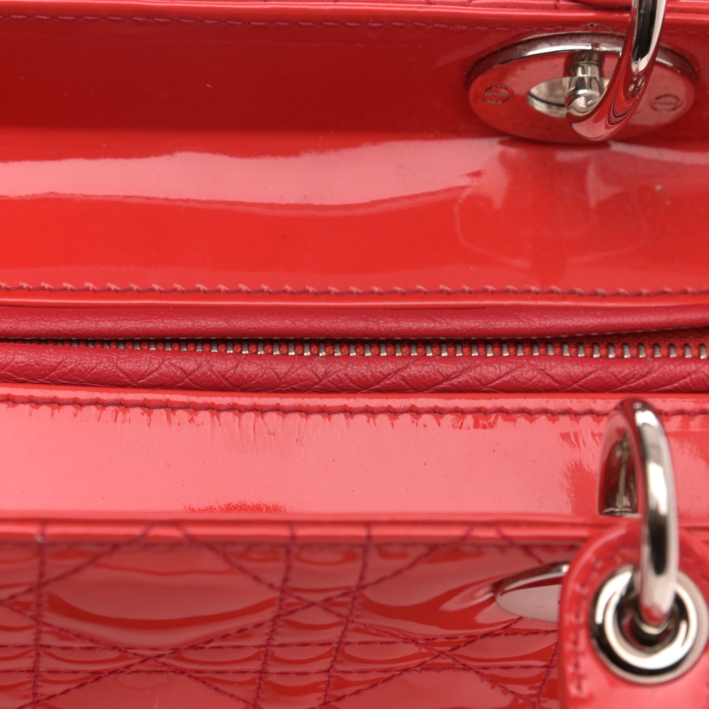 Patent Cannage Medium Lady Dior Fuchsia