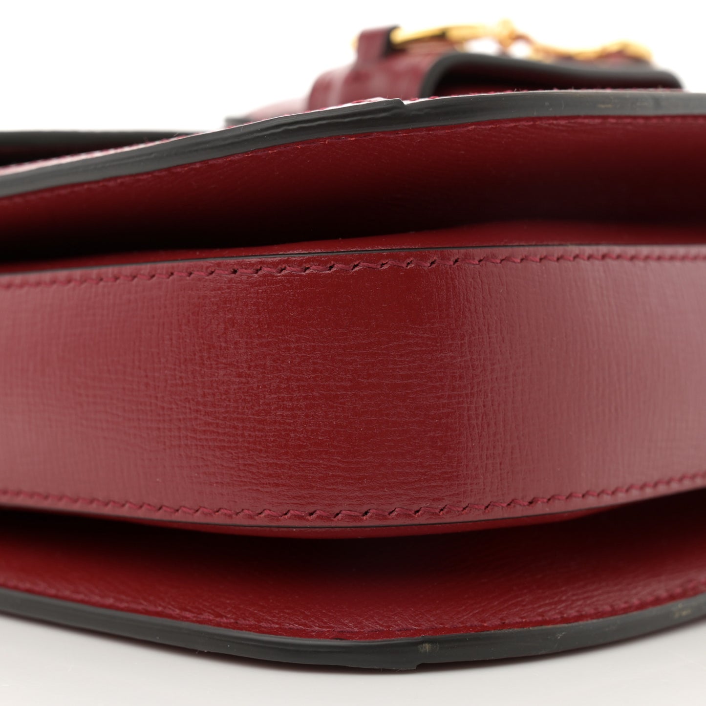 GG Supreme Monogram Azalea Calfskin Horsebit 1955 Shoulder Bag Beige Ebony New Cherry Red