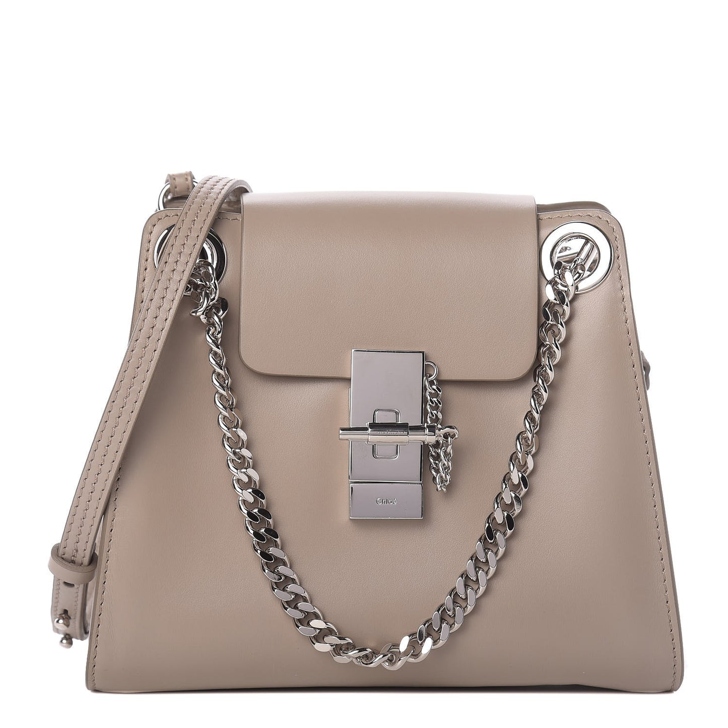 Shiny Calfskin Mini Annie Shoulder Bag Motty Grey