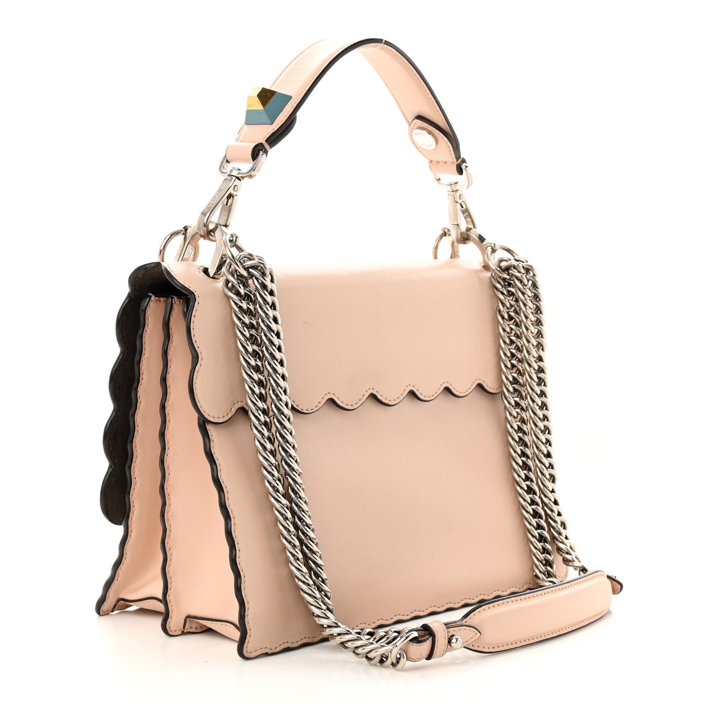 Vitello Liberty Scalloped Studded Kan I Shoulder Bag Plaster