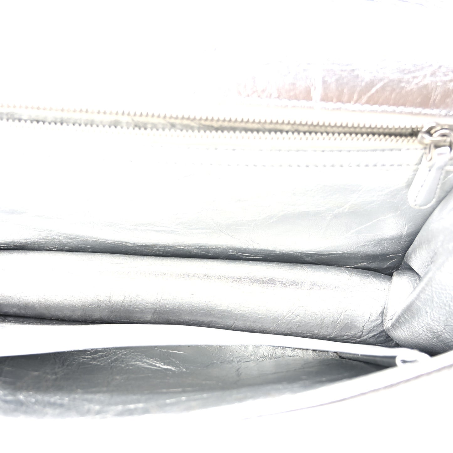 Metallic Crinkled Lambskin Medium Diorama Flap Bag Silver
