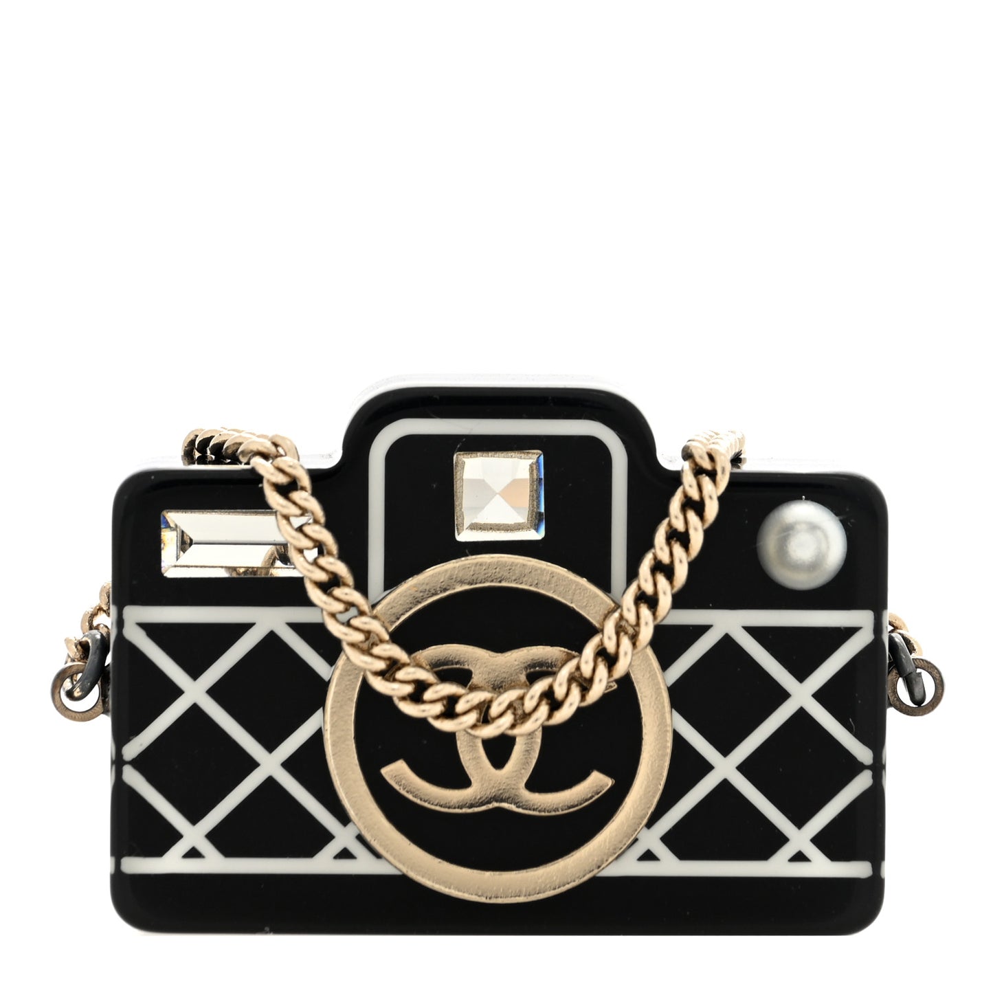 Resin Camera CC Brooch Gold Black