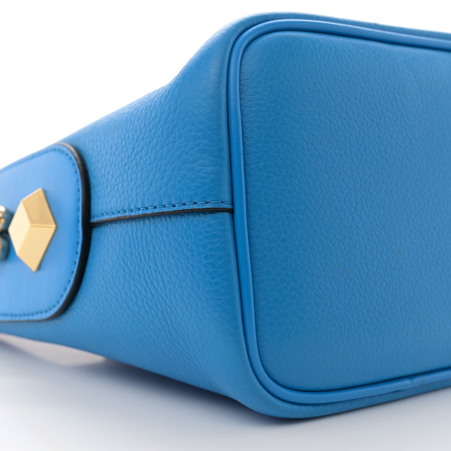 Grained Calfskin Mini Carasky Bucket Bag Blue